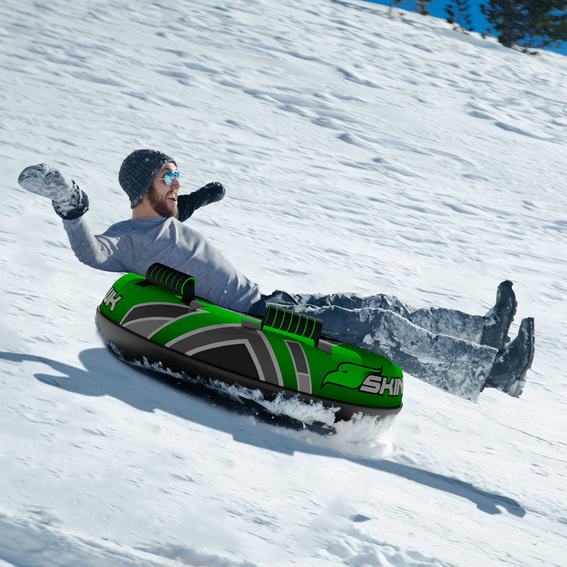 Skinhawk Profi Snowtube verde Ø100cm Pneumatico da slittino Pneumatico da neve