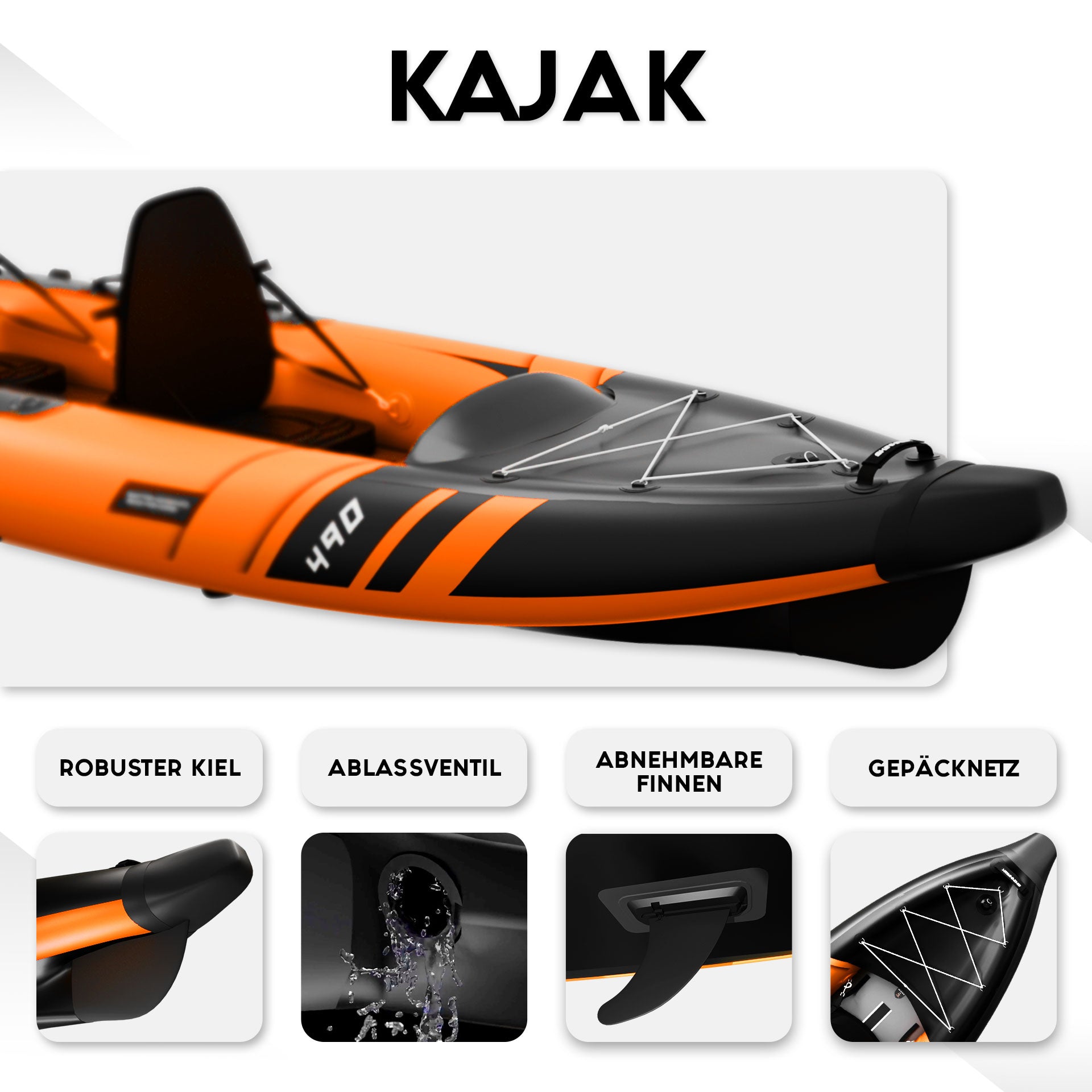 SKINHAWK PRESTIGE KAYAK TRIPLE 490CM X 96CM ORANGE
