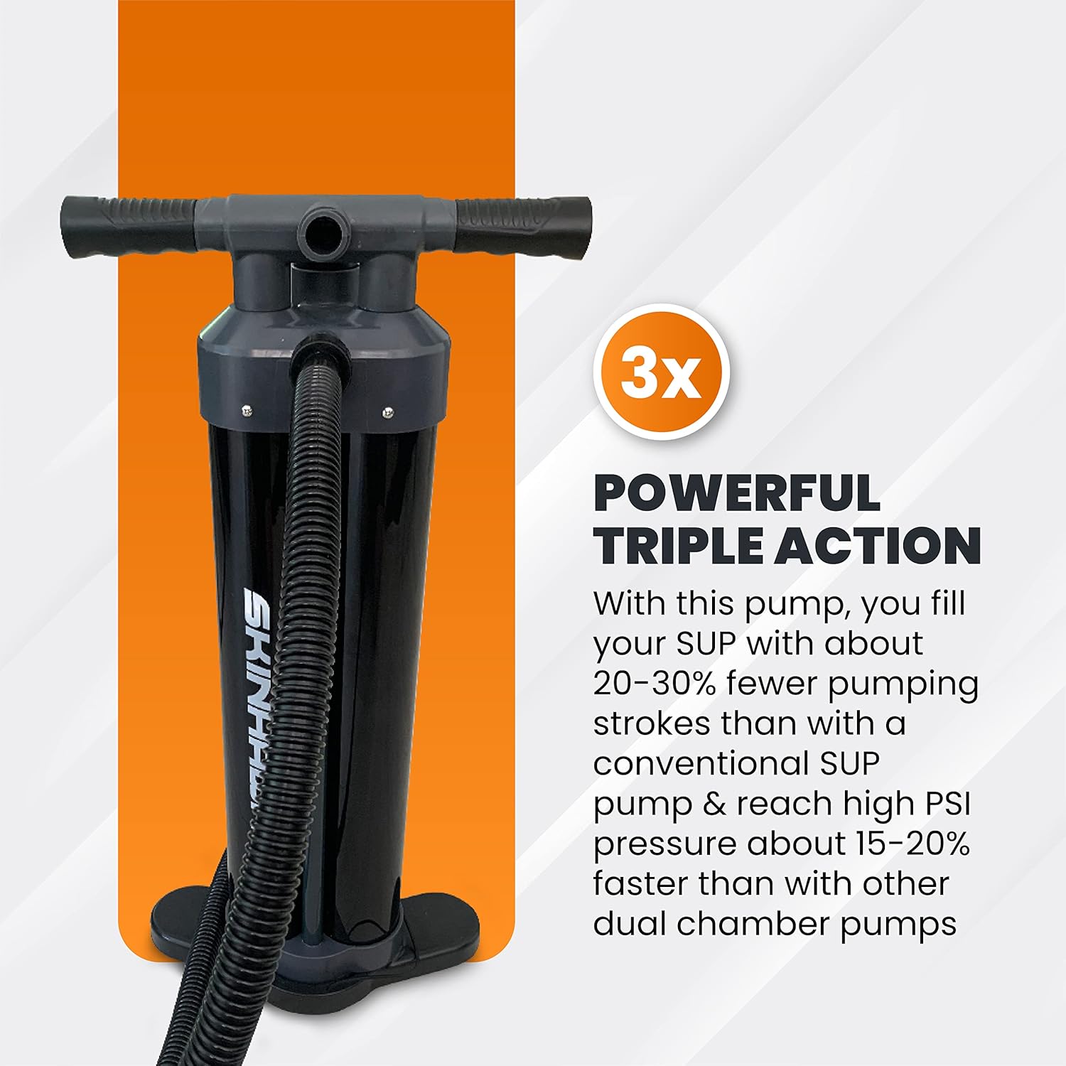 Pompe SKINHAWK Triple Action pour planches de stand up paddle, kayak
