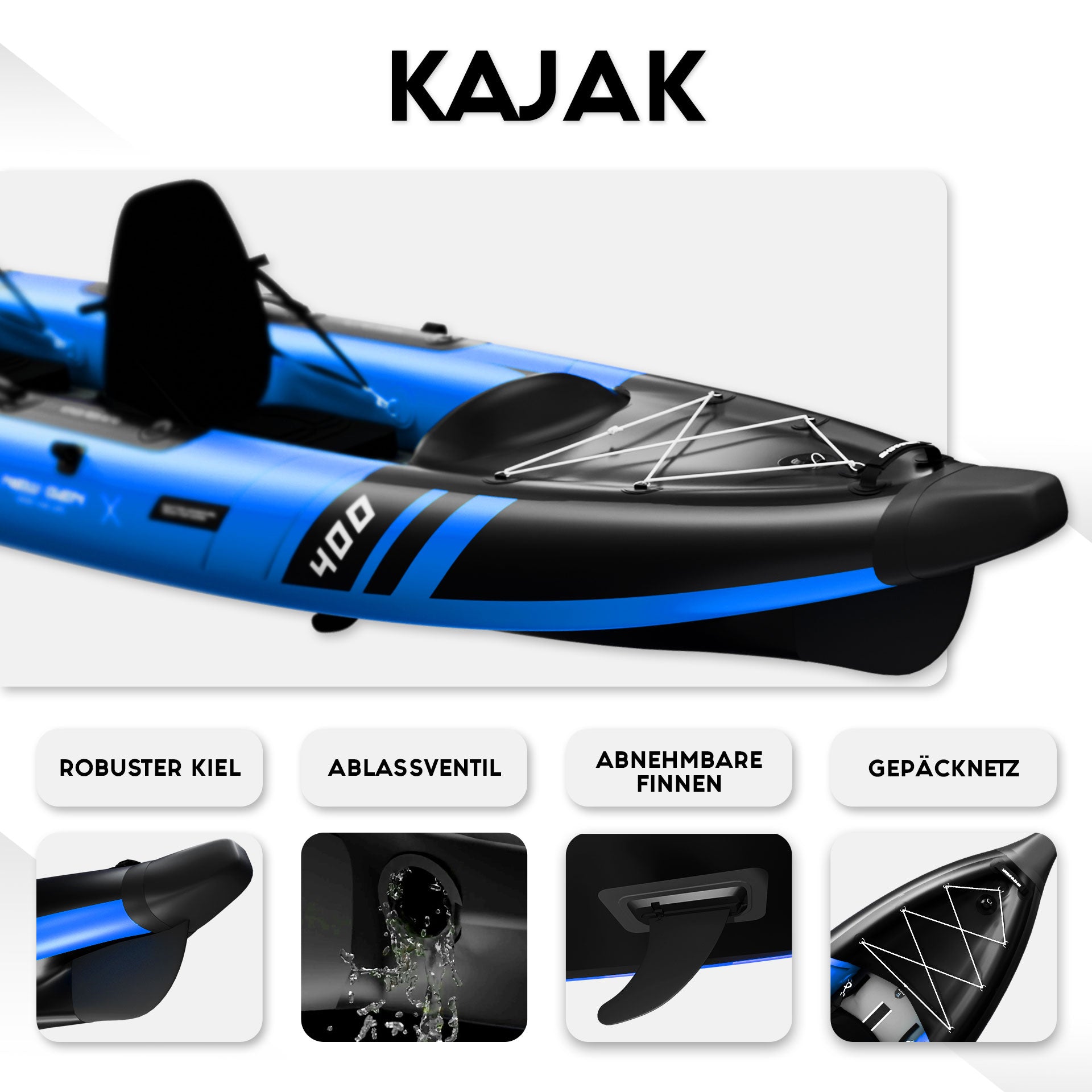 SKINHAWK PRESTIGE ZWEIER KAJAK 400CM X 96CM BLAU