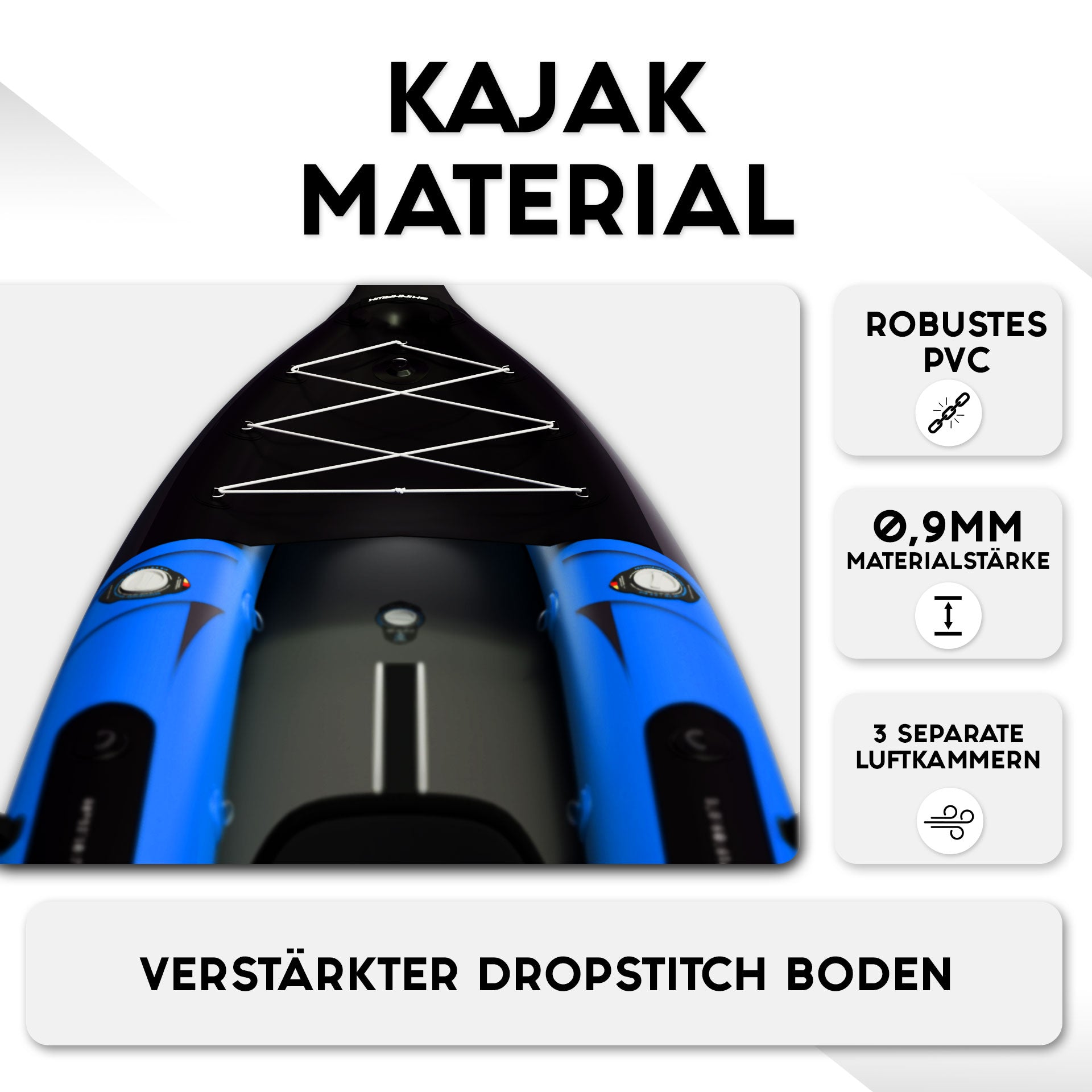 SKINHAWK PRESTIGE KAYAK TRIPLE 490CM X 96CM BLEU