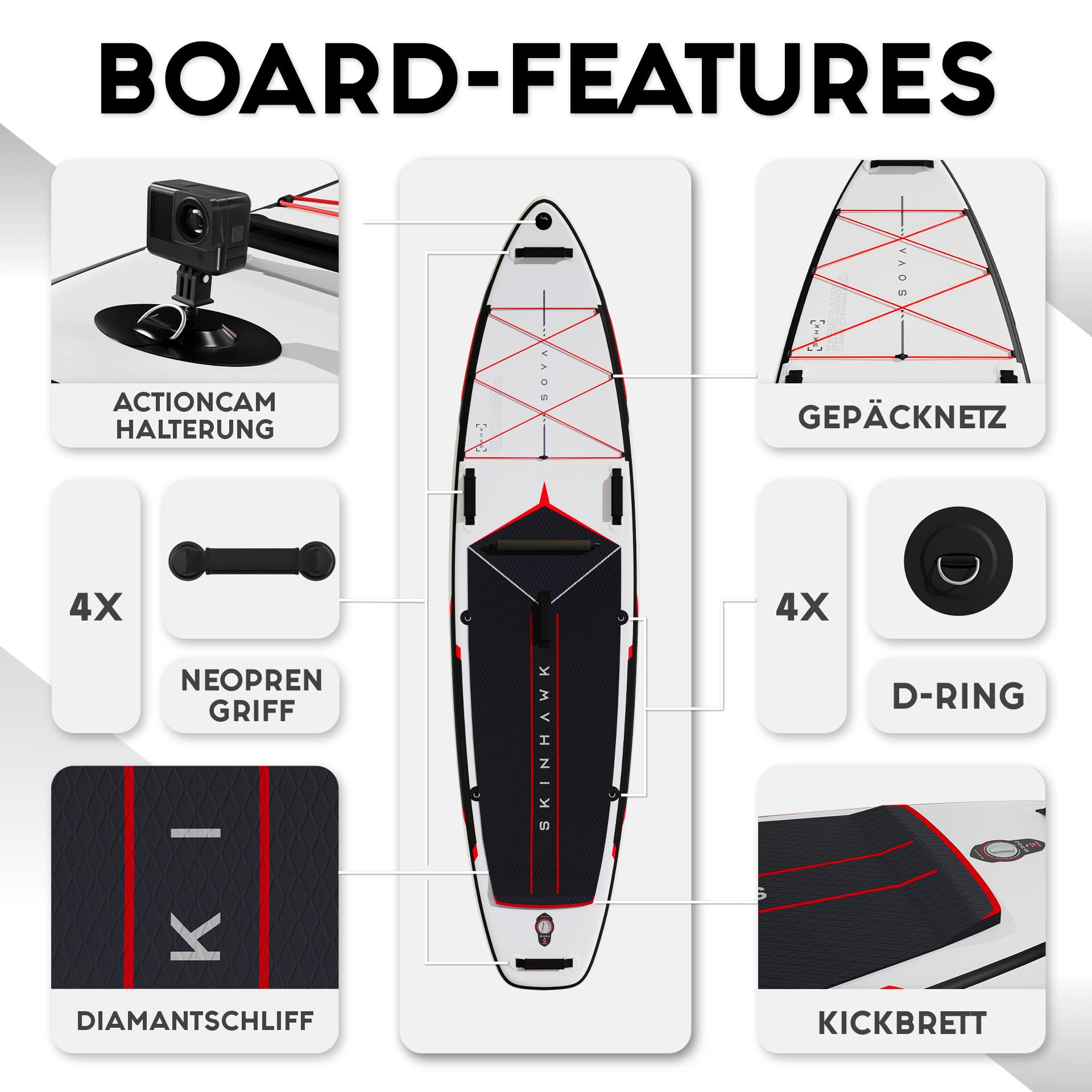 SKINHAWK SOVA12 SUP Board White Set 366 x 85 x 15cm