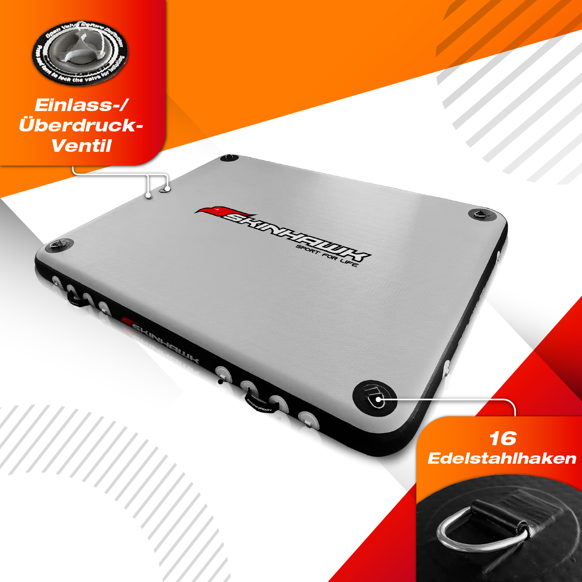 SKINHAWK piattaforma da bagno 250cm x 200cm x 20cm isola da bagno isola solare piattaforma da barca