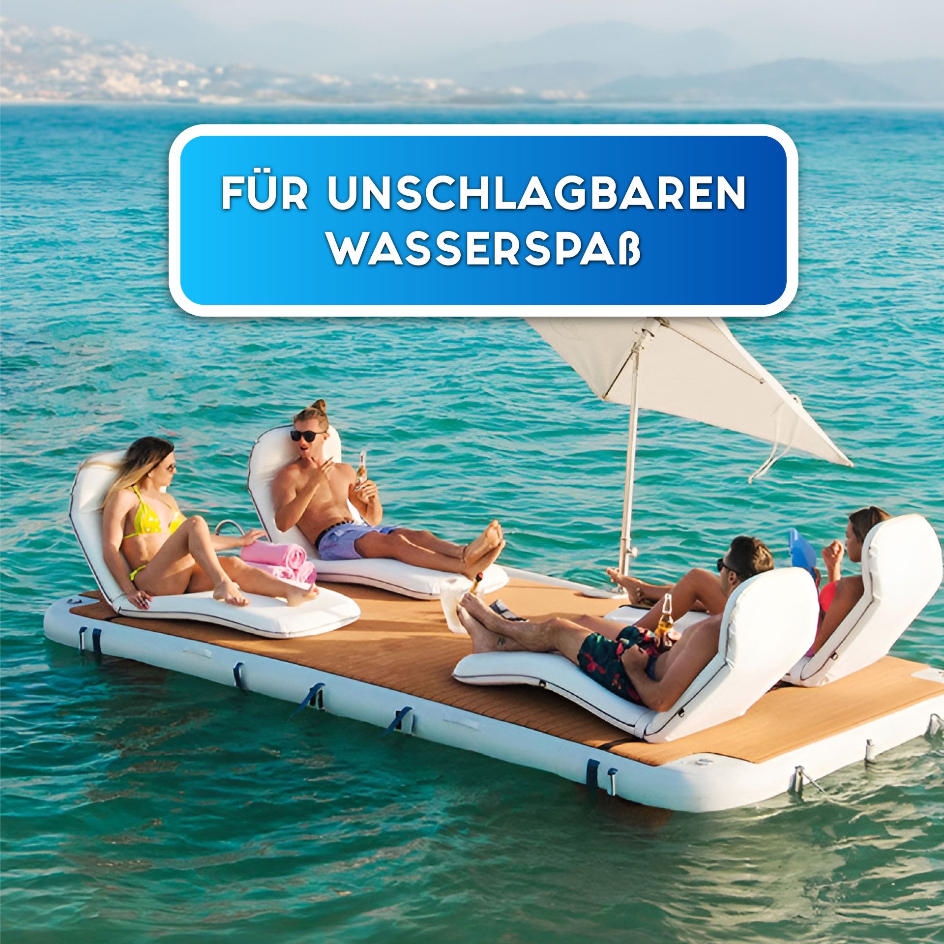 SKINHAWK BADEPLATTFORM AUFBLASBAR 250CM X 160CM X 20CM BELASTBARKEIT 410KG