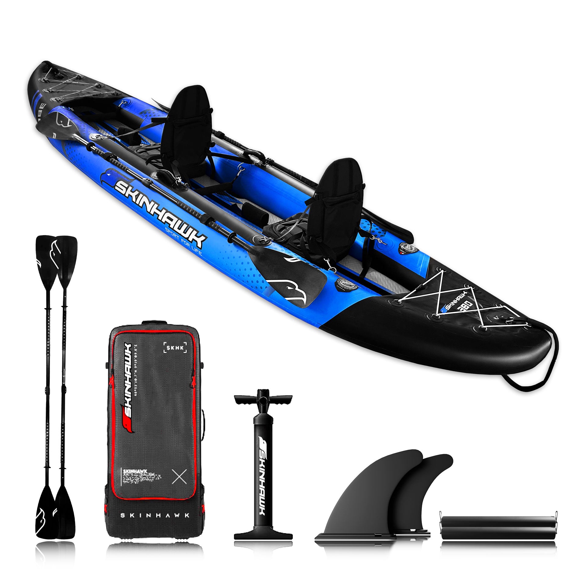 SKINHAWK EXCLUSIV KAJAK FÜR 2 PERSONEN 380CM X 96CM BLAU