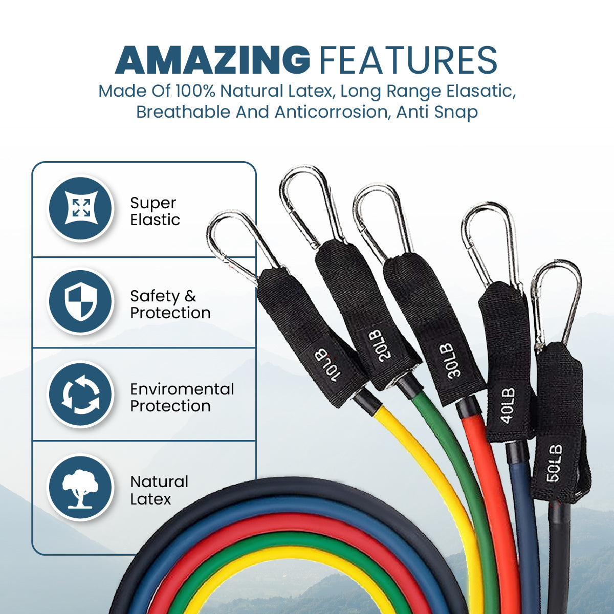 Skinhawk 100% qualité Résistance 10-150 lbs Set bande de résistance