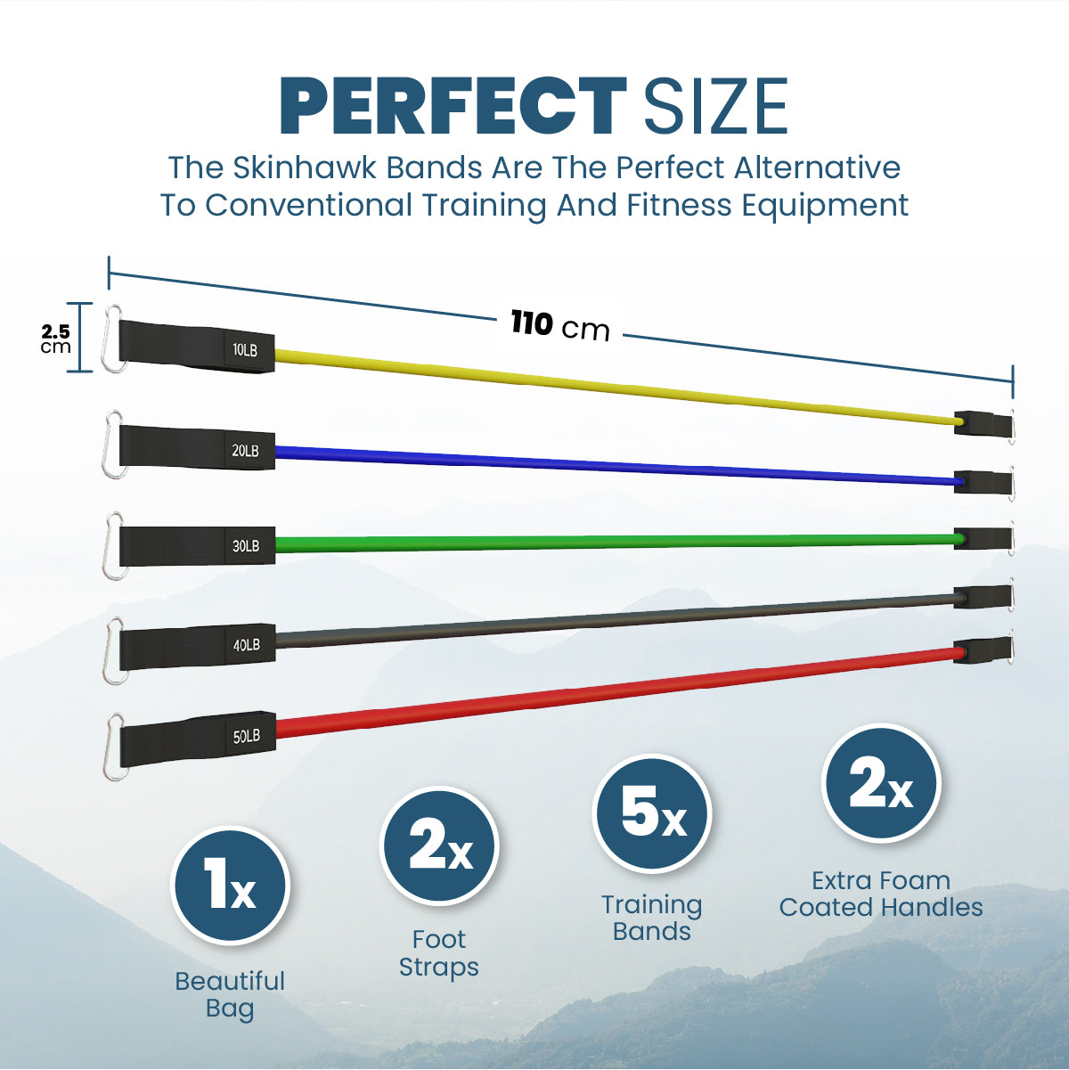 Skinhawk 100% qualité Résistance 10-150 lbs Set bande de résistance