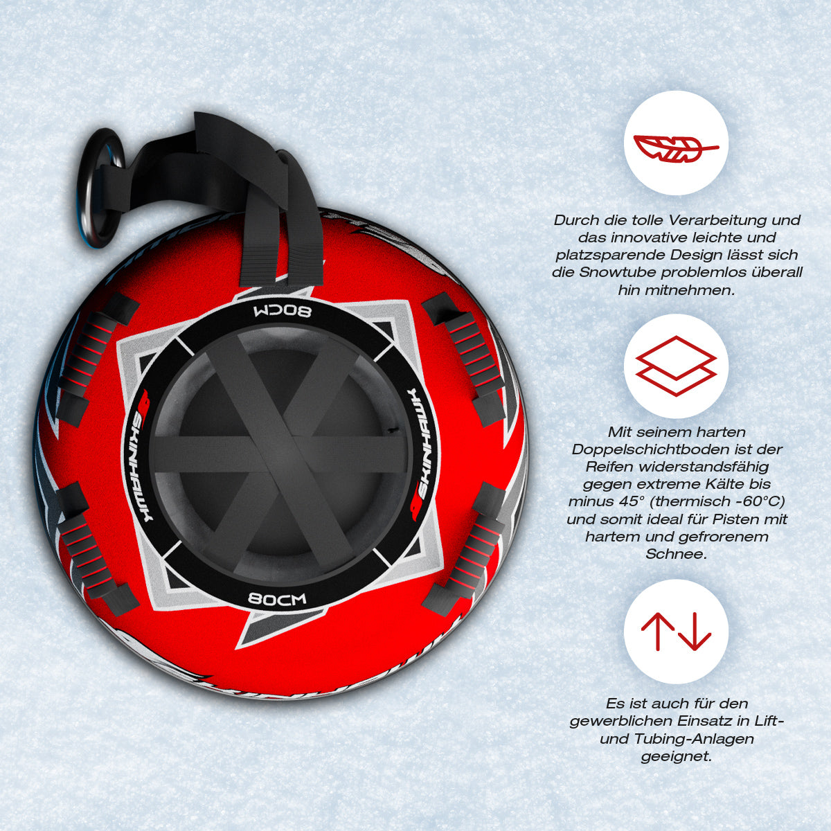 SKINHAWK Profi Snowtube Ø80cm ROT