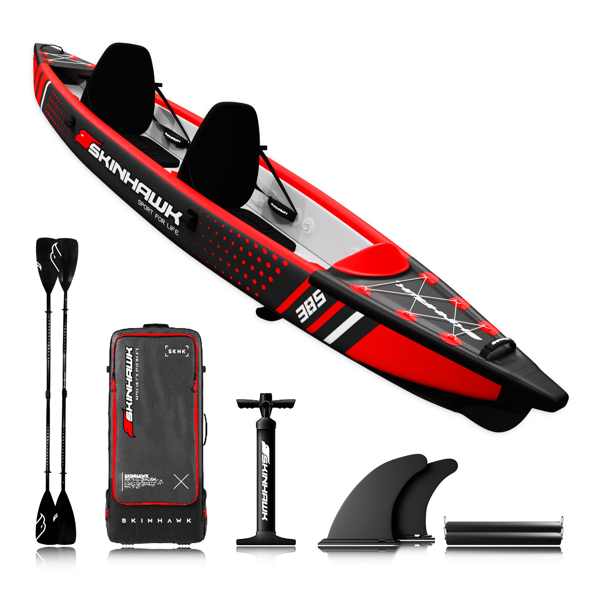 ¡OFERTA PROMOCIONAL! KAYAK SKINHAWK PREMIUM FULL DROP-STITCH 385CM X 85CM REMO DE ALUMINIO