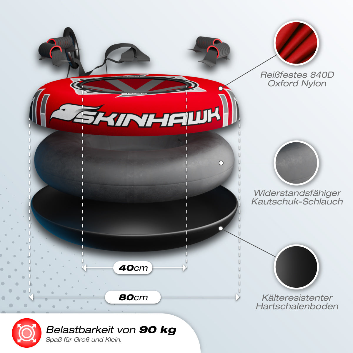SKINHAWK Profi Snowtube Ø80cm ROT