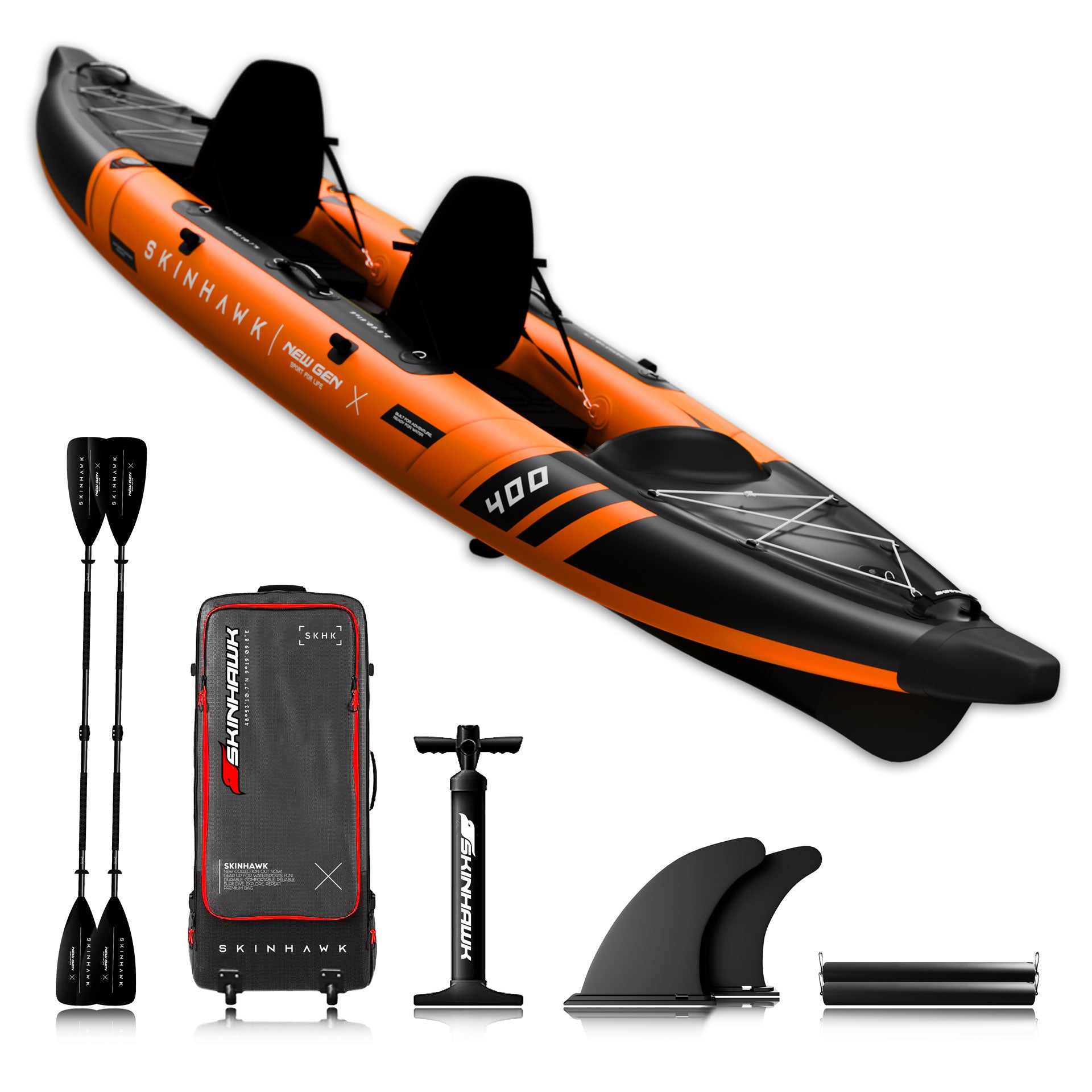 SKINHAWK PRESTIGE ZWEIER KAJAK 400CM X 96CM ORANGE
