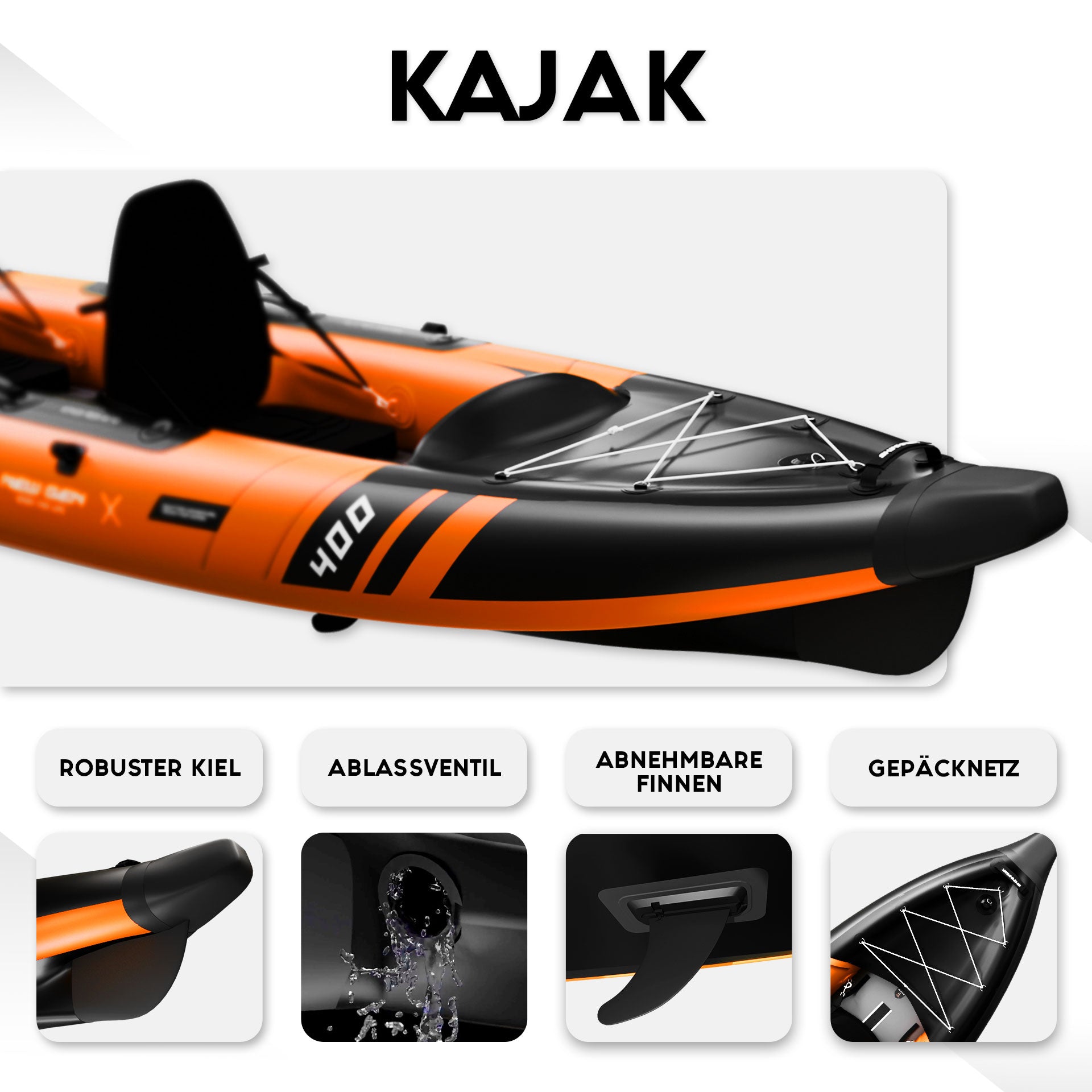 SKINHAWK PRESTIGE ZWEIER KAJAK 400CM X 96CM ORANGE