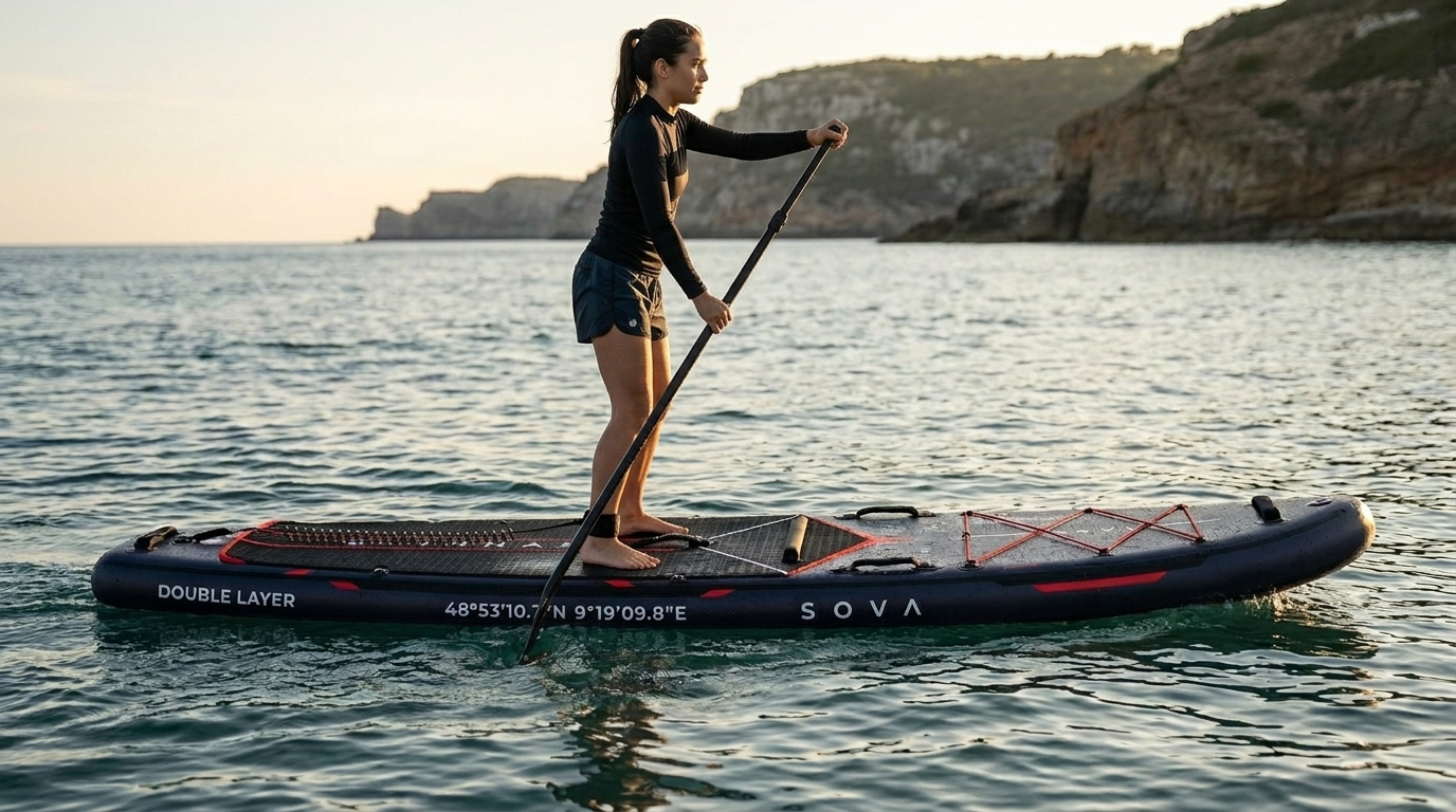 SKINHAWK SOVA12 SUP Board Set 366 x 85 x 15cm BLAU