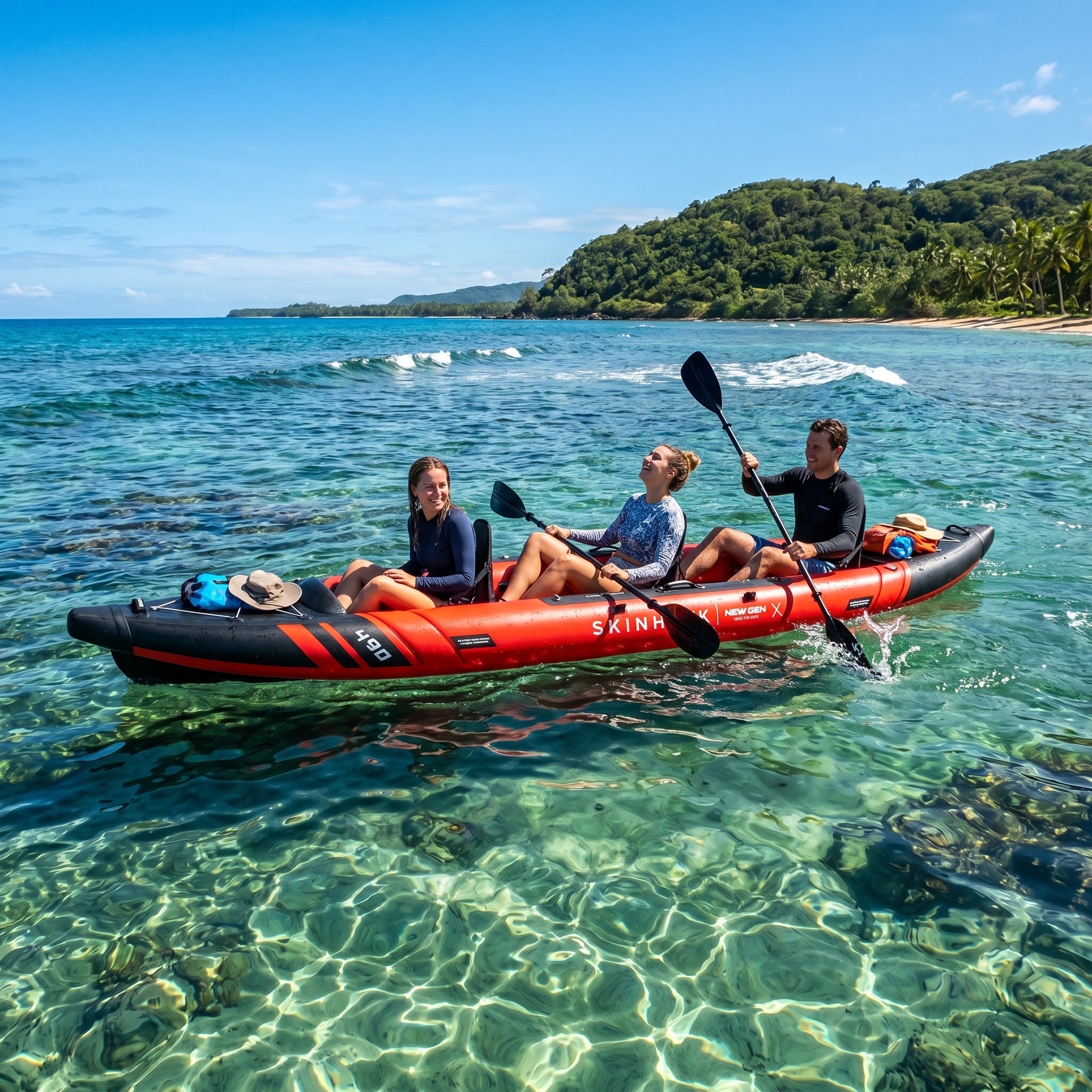 SKINHAWK PRESTIGE KAYAK TRIPLE 490CM X 96CM BLEU