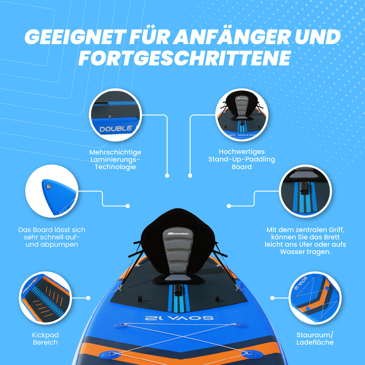 SKINHAWK SOVA12 SUP Board Set 366 x 84 x 15cm