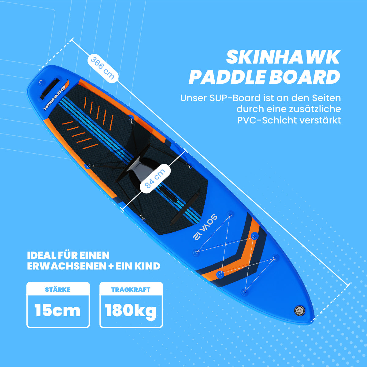 SKINHAWK SOVA12 SUP Board Set 366 x 84 x 15cm