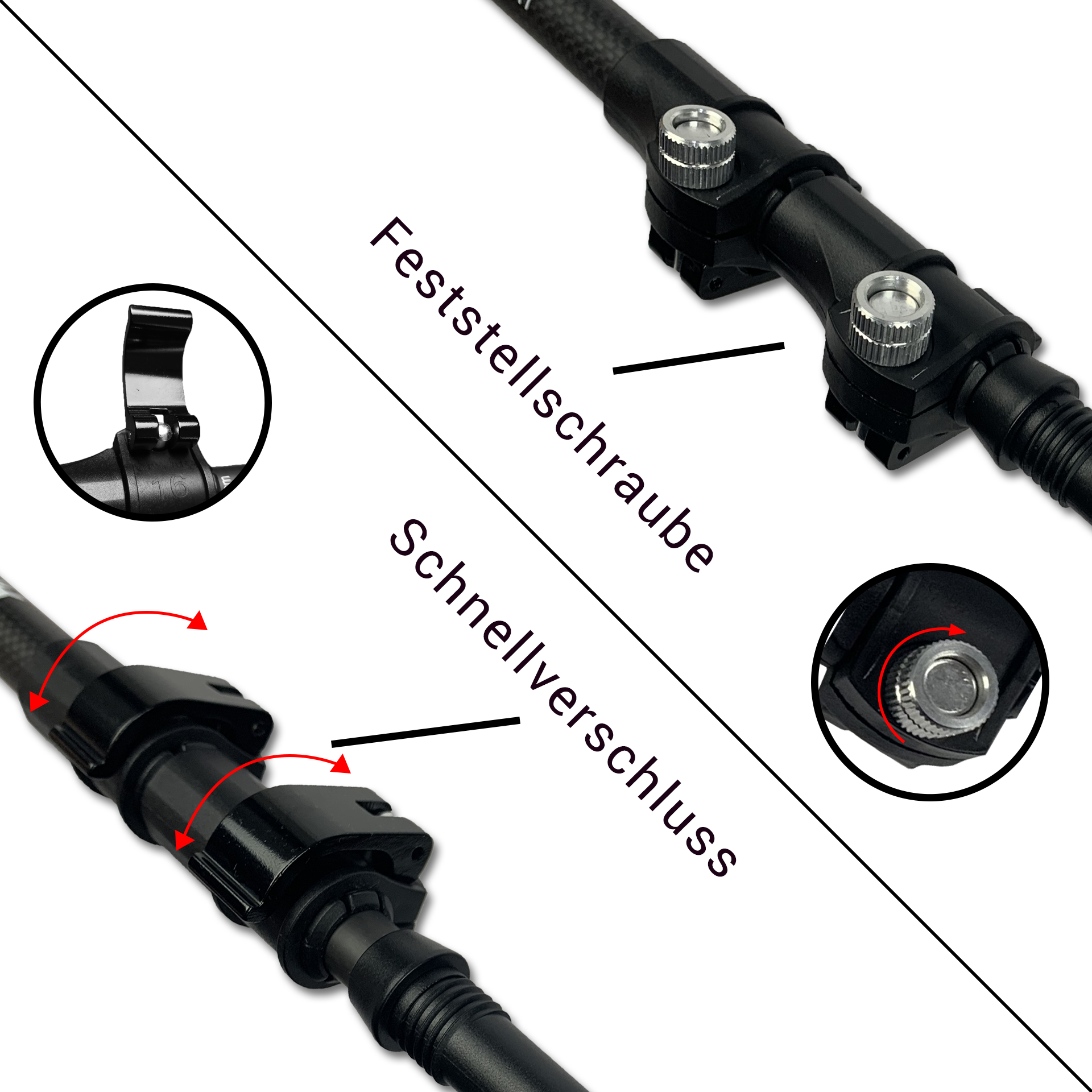 SKINHAWK telescoopstokken / wandelstokken van koolstofvezel
