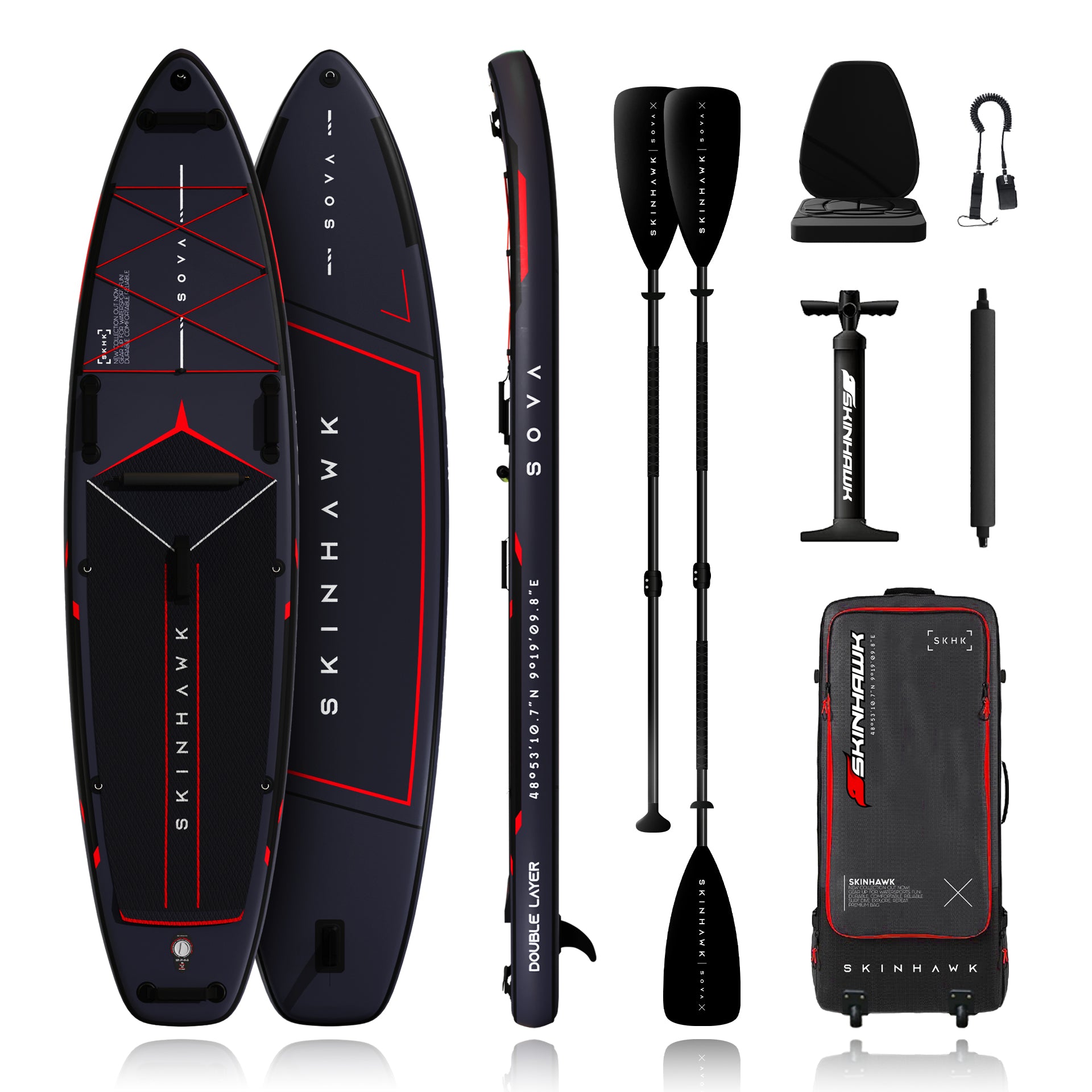 SKINHAWK SOVA12 SUP Board Black Set 366 x 85 x 15cm
