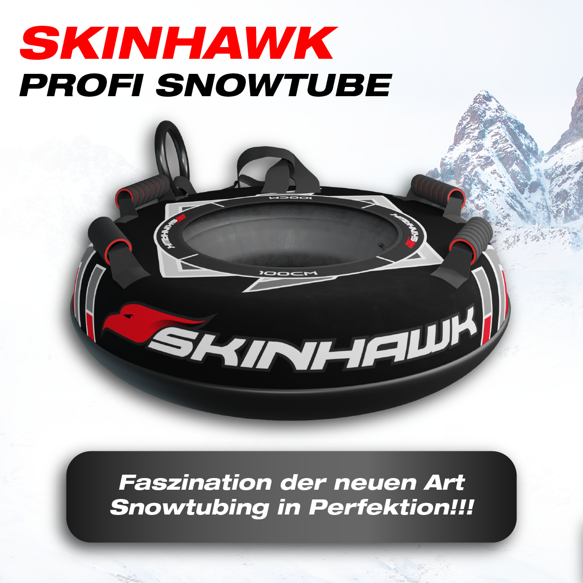 Skinhawk Profi Snowtube nero Ø100cm Pneumatico da slitta Pneumatico da neve