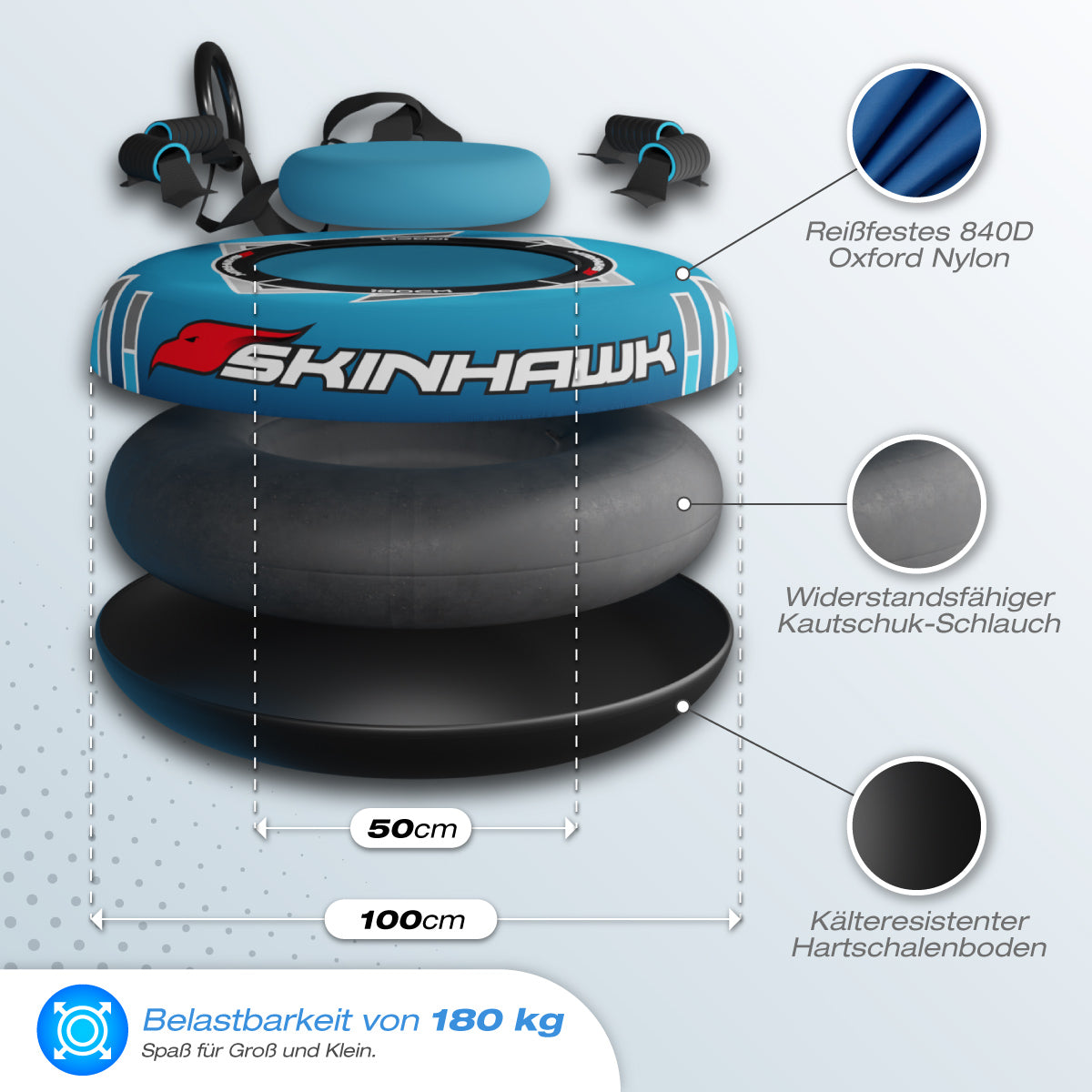 Skinhawk Rodelreifen Ø100cm BLAU