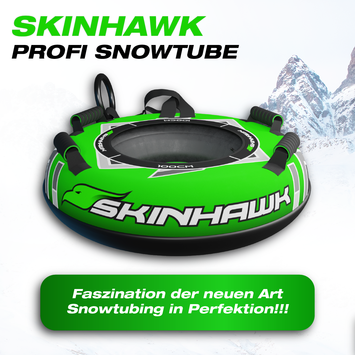 Skinhawk Profi Snowtube verde Ø100cm Pneumatico da slittino Pneumatico da neve