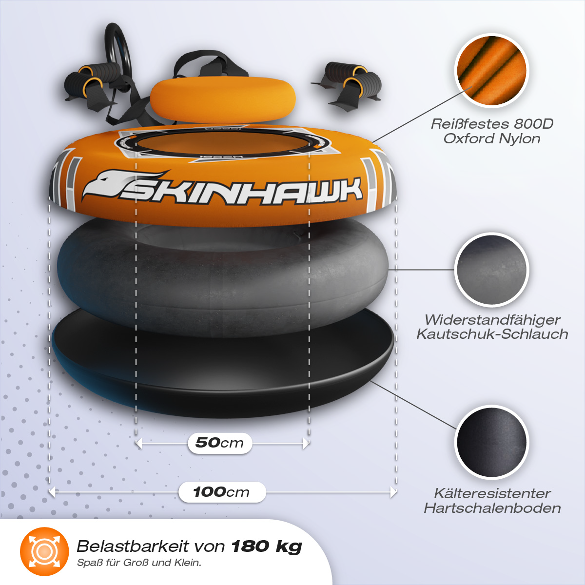 Tubo da neve Skinhawk Ø100cm Arancione