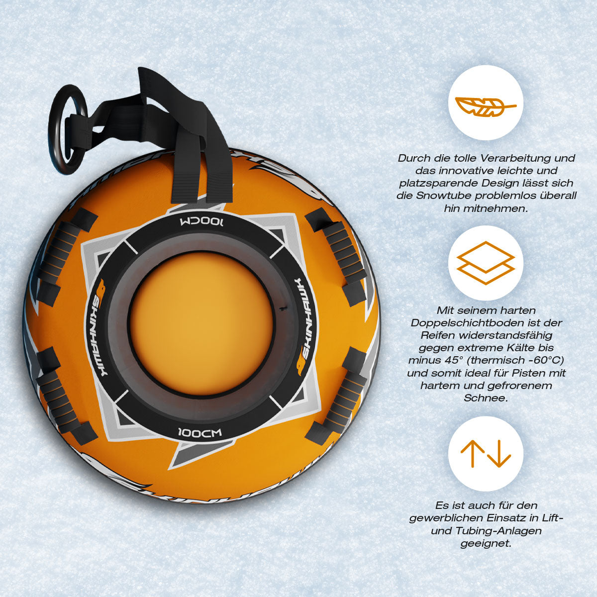 Skinhawk Snowtube für Erwachsene Ø100cm Orange
