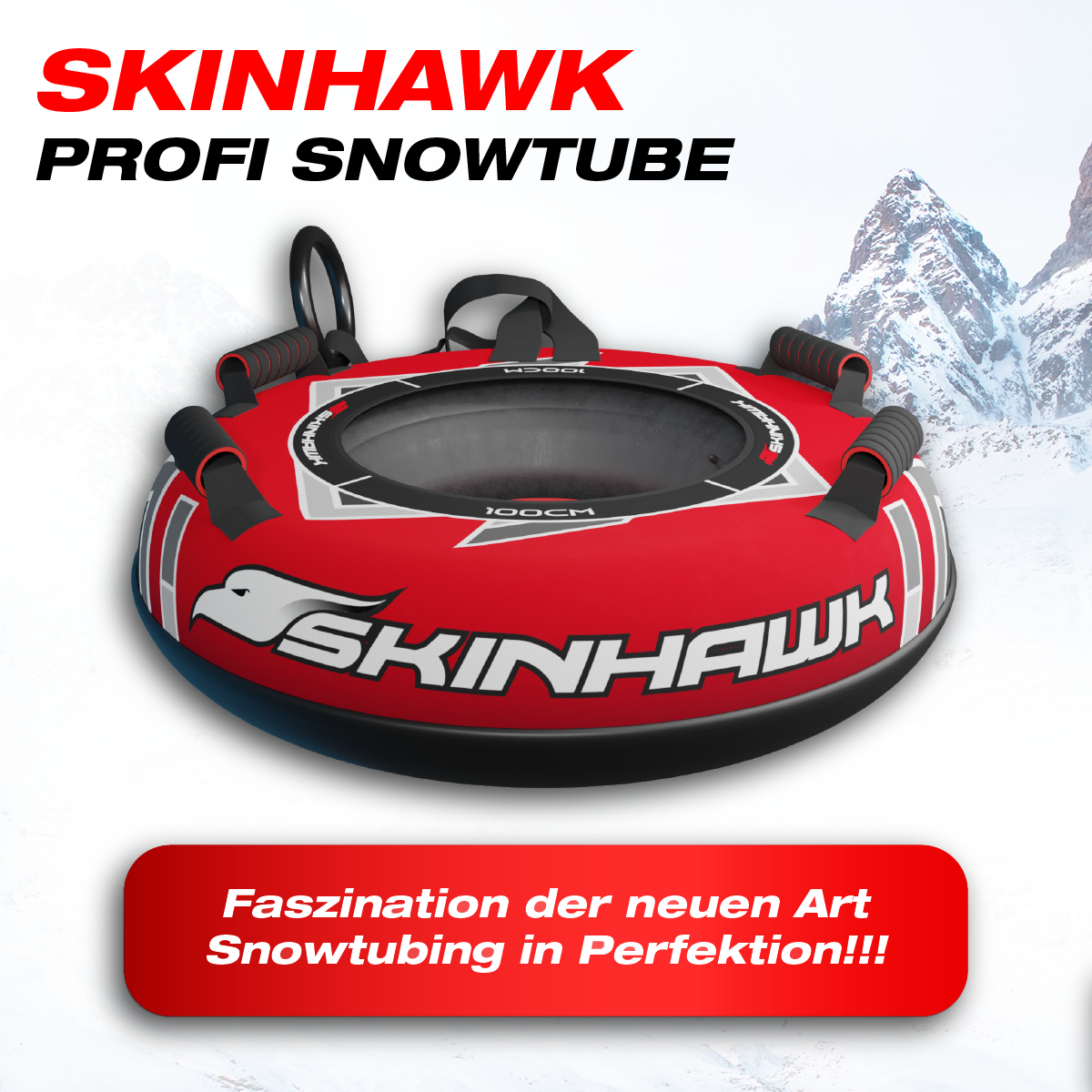 Skinhawk Profi Snowtube rosso Ø100cm Pneumatico da slitta Pneumatico da neve