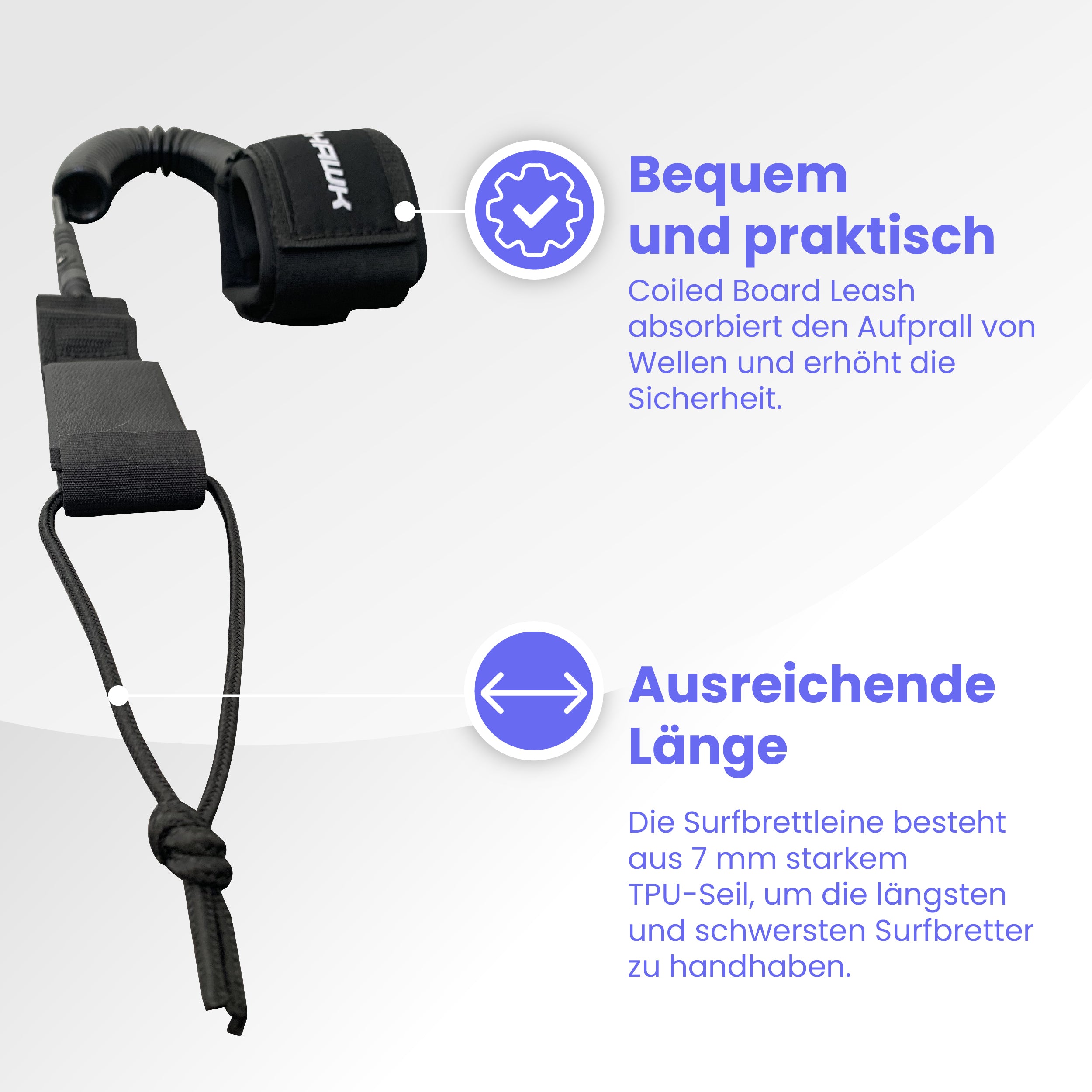 Skinhawk Surfboard Leash SUP Ligne de surf, sangle de pied pour Stand Up Paddle Board