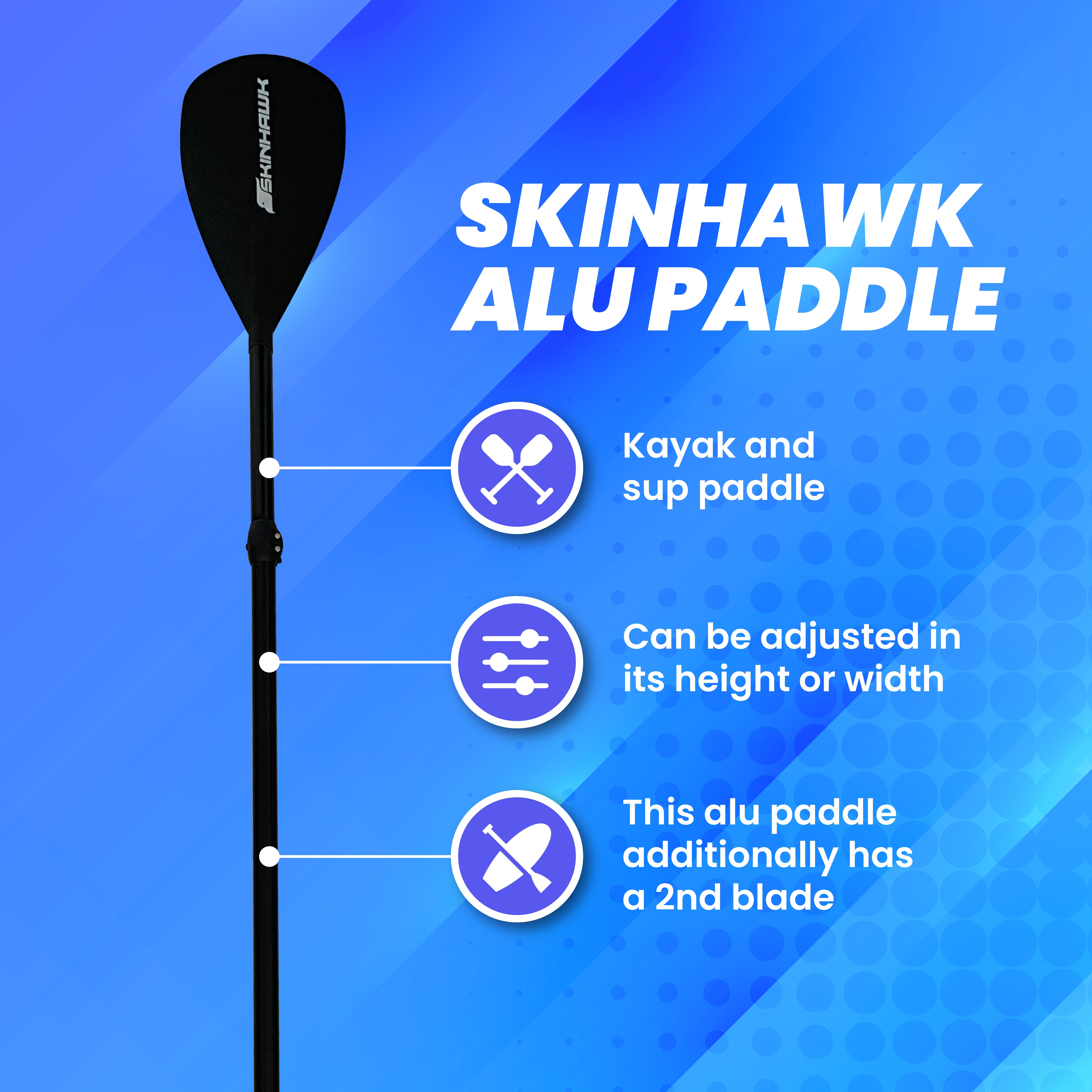 Skinhawk pagaie alu 4 pièces pour SUP boards / kayaks