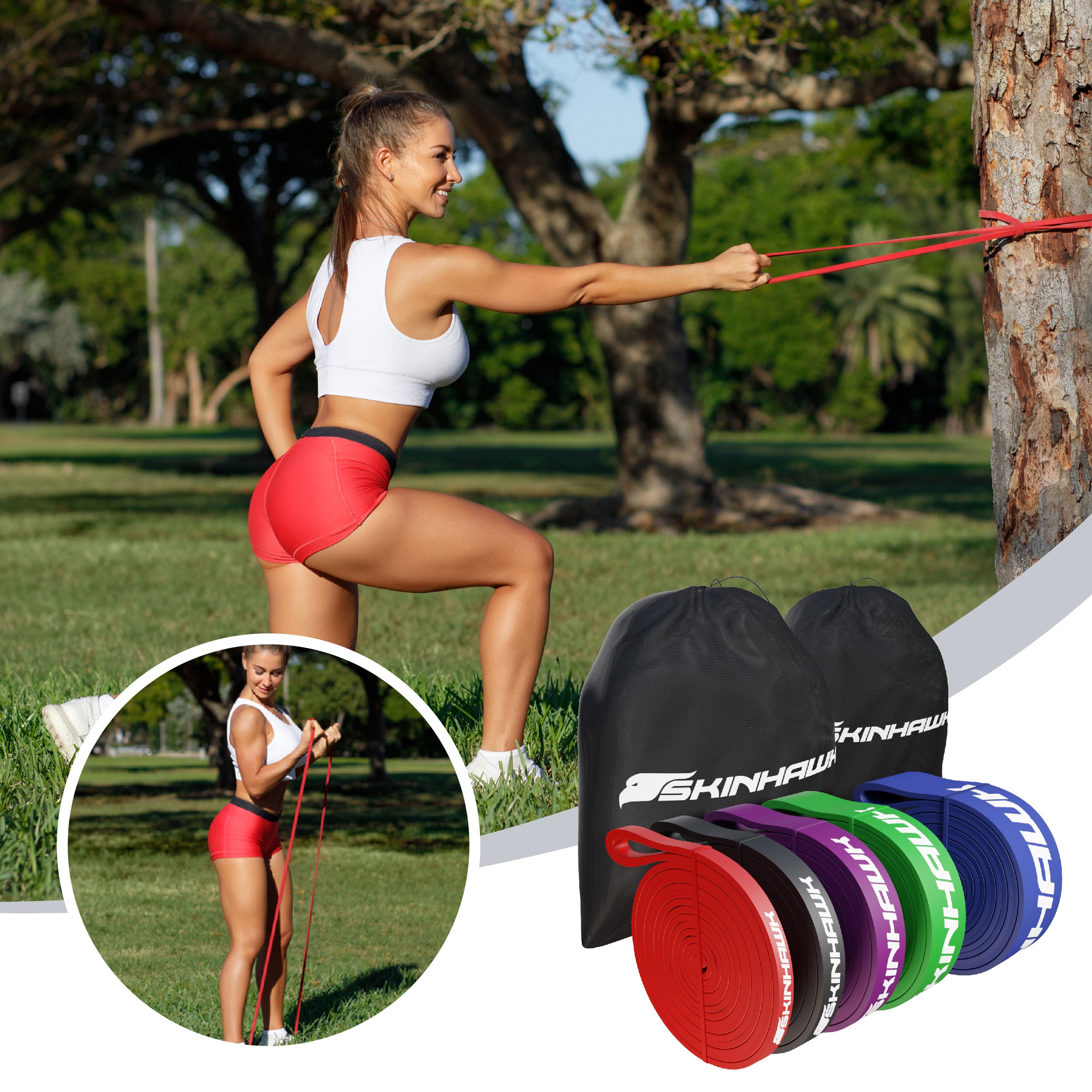 Skinhawk SET 100% qualité Bandes de fitness (7-79 kg) Bandes de résistance/ Resistance Bands