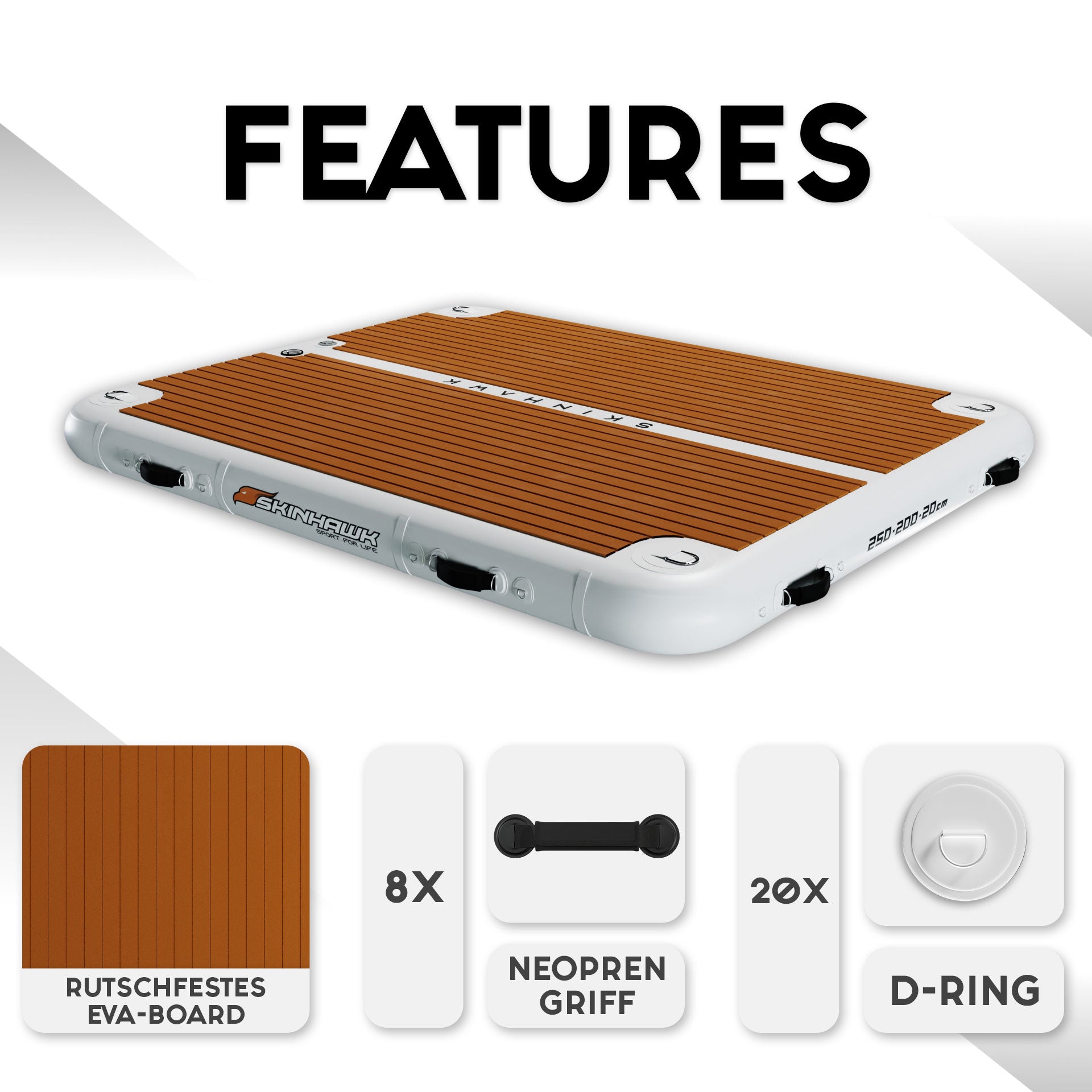 SKINHAWK BOOTSPLATTFORM 250CM X 200CM X 20CM BELASTBARKEIT 540KG