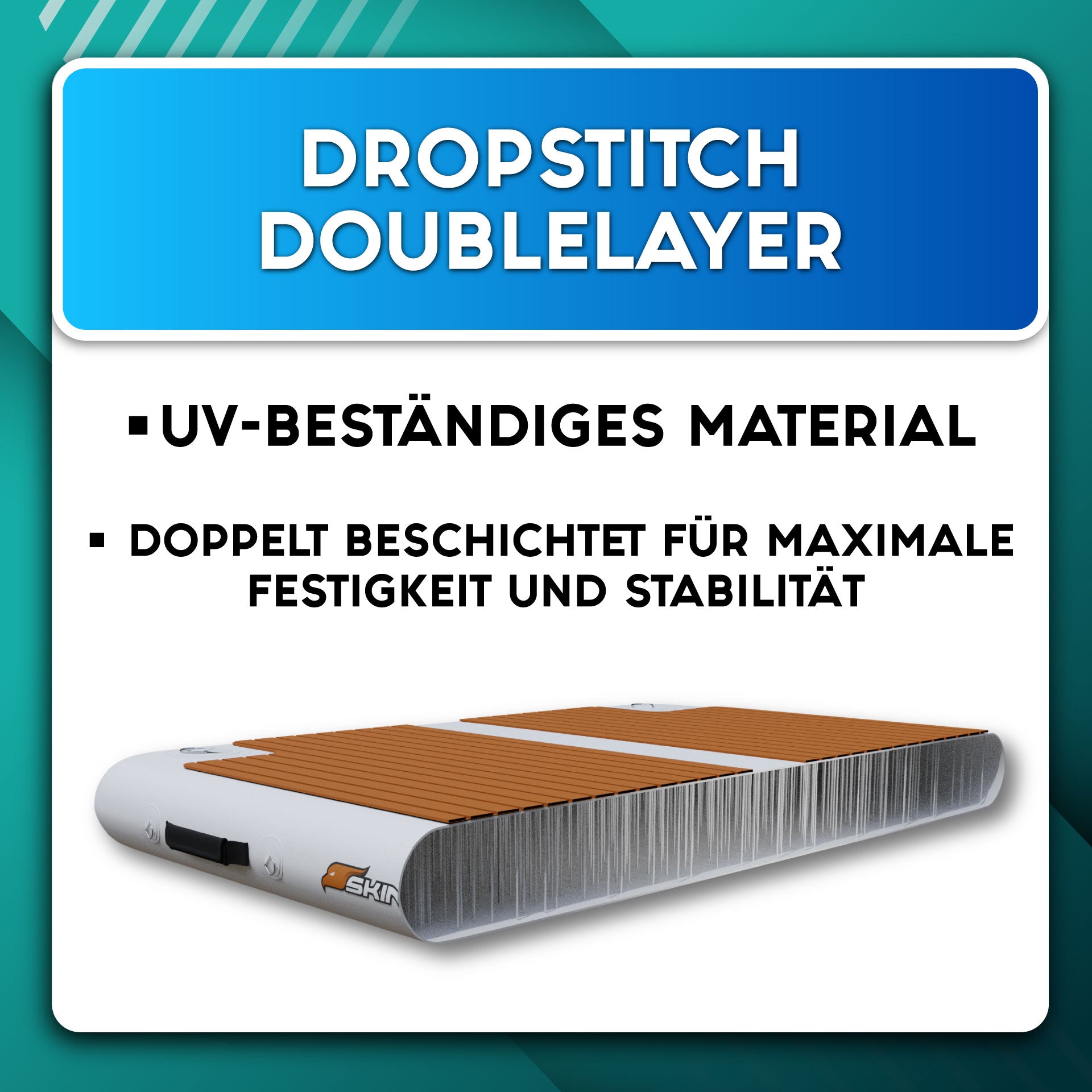 SKINHAWK BADEPLATTFORM AUFBLASBAR 250CM X 160CM X 20CM BELASTBARKEIT 410KG