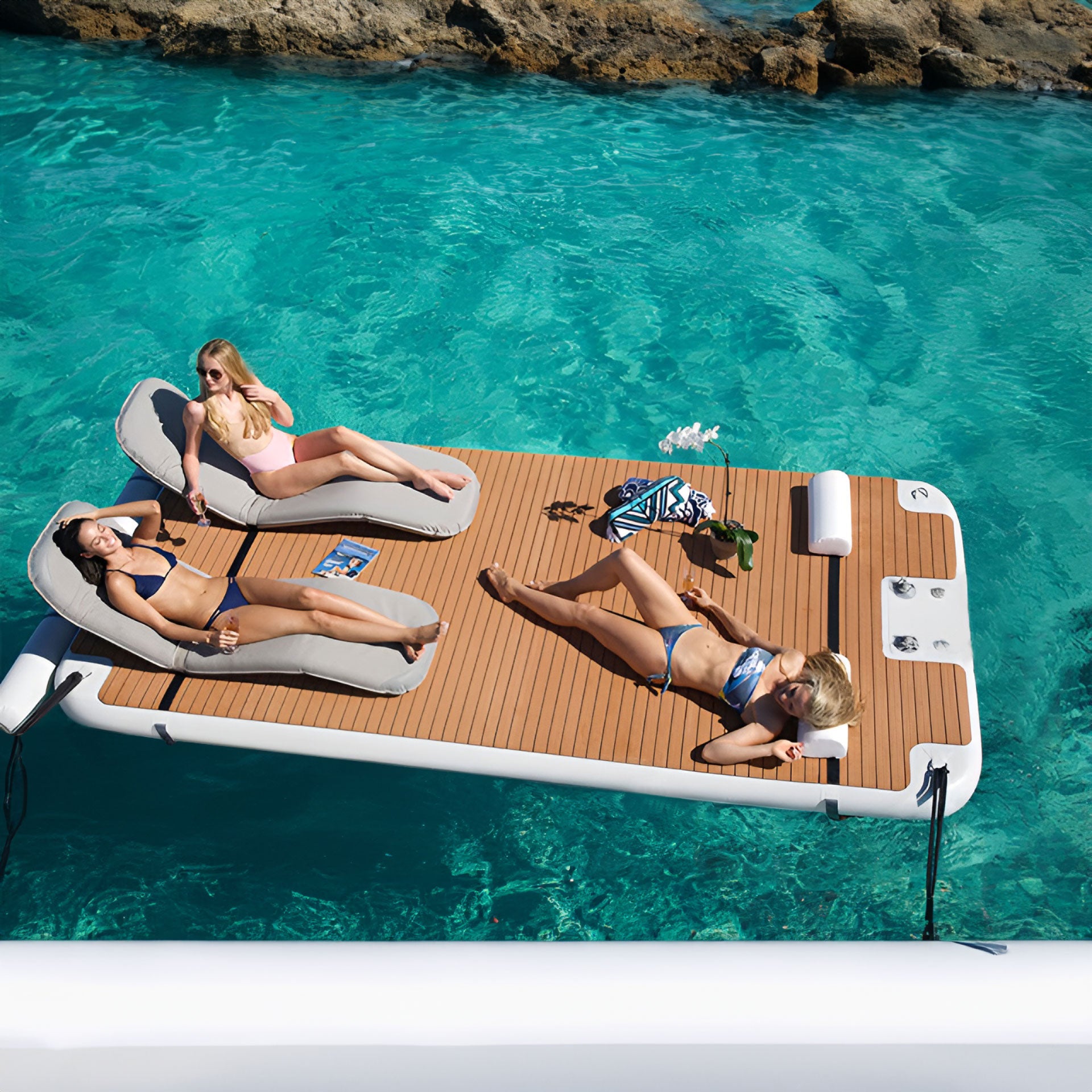 SKINHAWK piattaforma da bagno 250cm x 200cm x 20cm isola da bagno isola solare piattaforma da barca