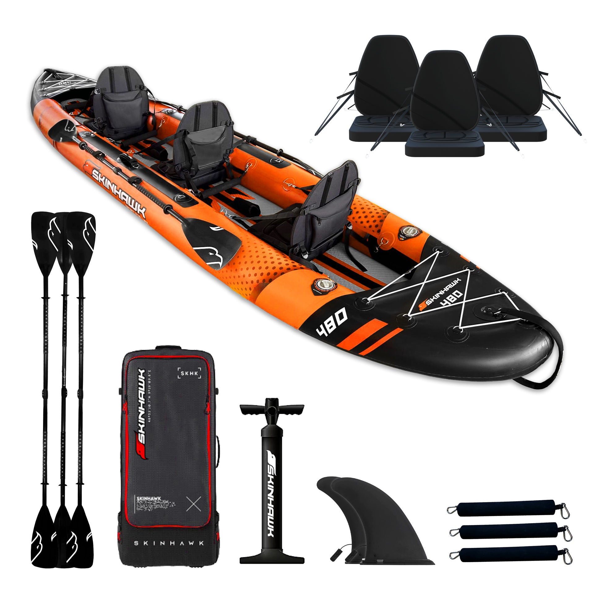 SKINHAWK EXCLUSIVE TRIPLE KAYAK 480CM X 96CM ORANGE