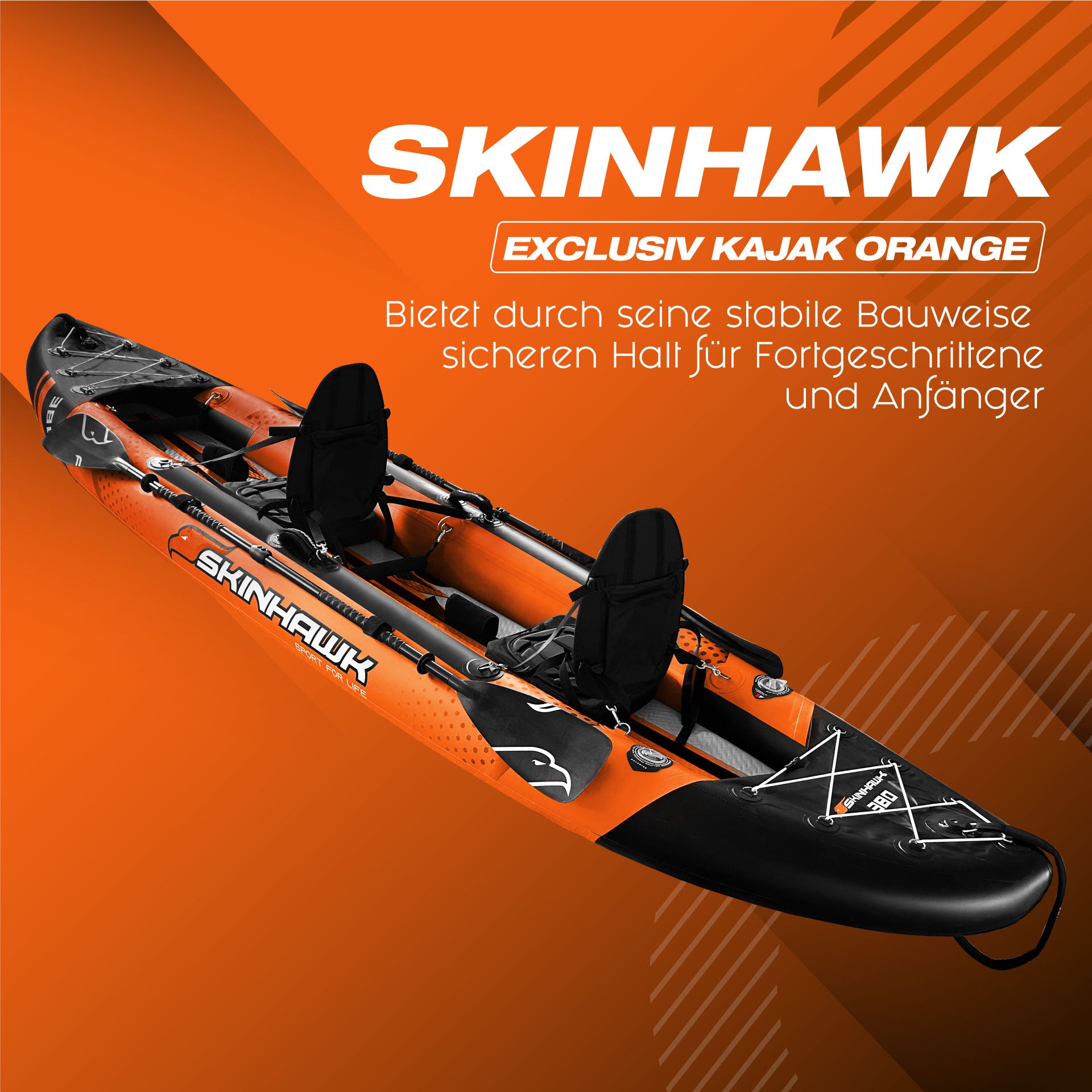 SKINHAWK EXCLUSIEF TWEEZITS KAJAK 380 CM × 96 CM ORANJE