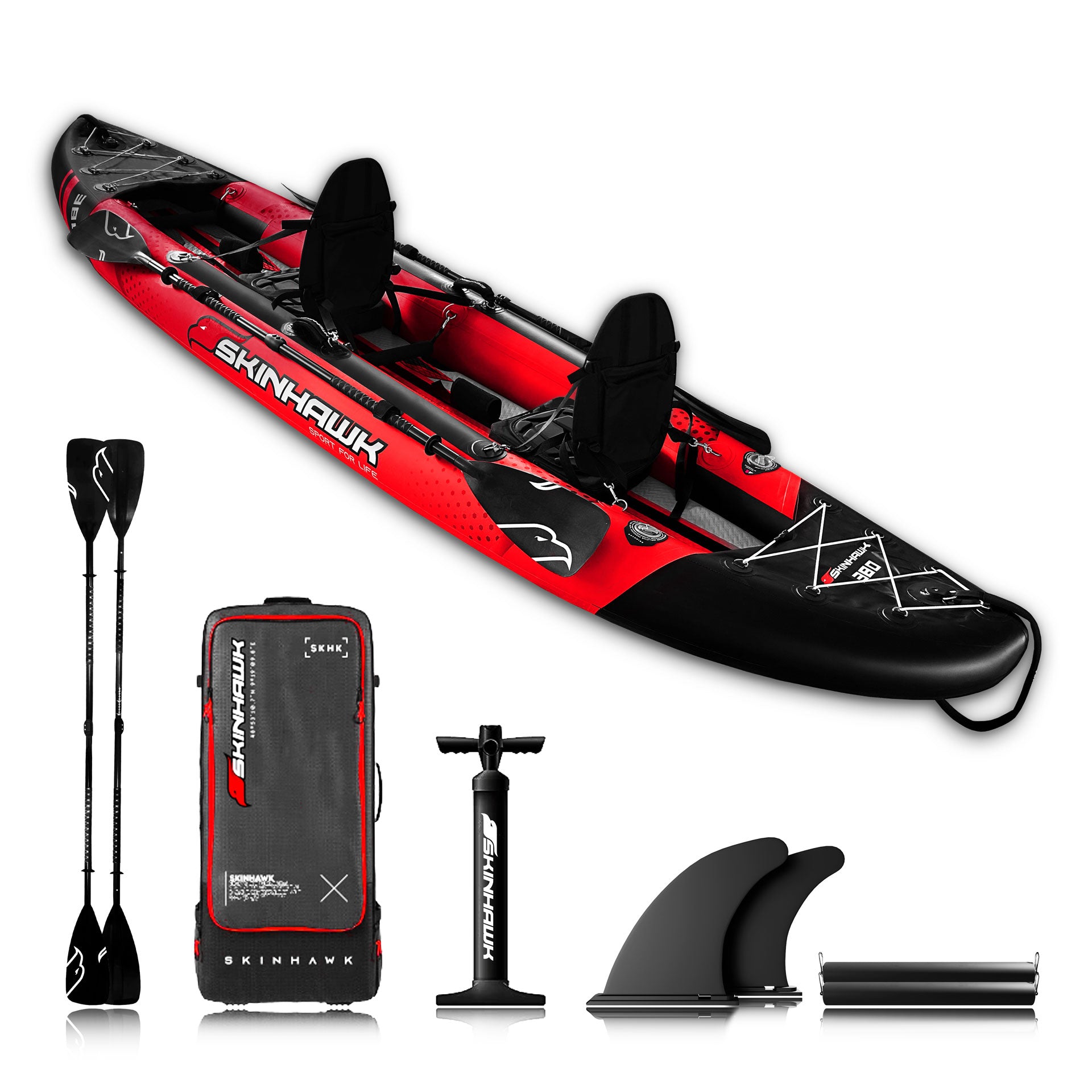 SKINHAWK EXCLUSIVE TWO KAYAK 380CM X 96CM ROSSO