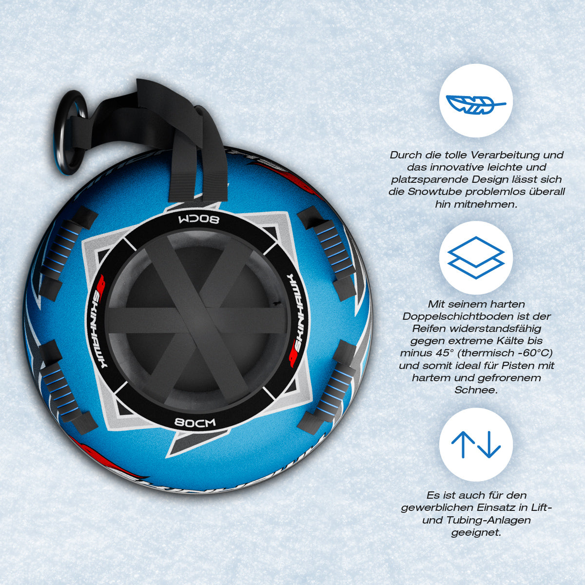 SKINHAWK Profi snowtube band Ø80 cm BLAUW