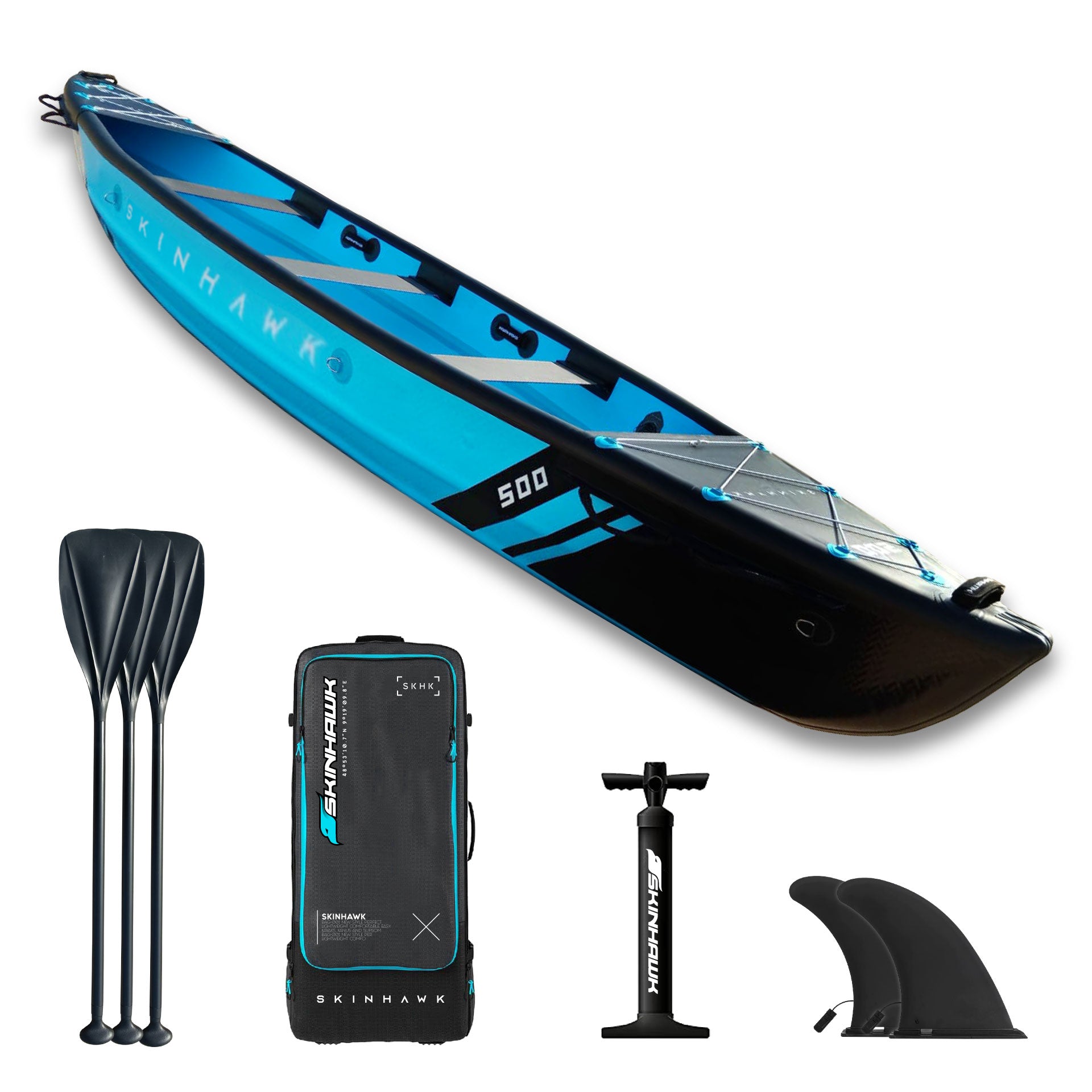 SKINHAWK Premium Full Drop Stitch Canoe 500, 3 person canoe, 500 x 90 x 45 cm Blue