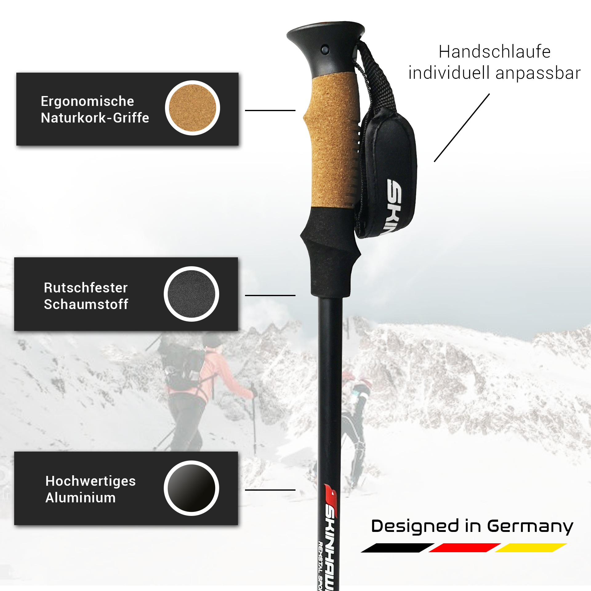 Skinhawk Aluminium - Hiking - Nordic Walking - Trekking poles