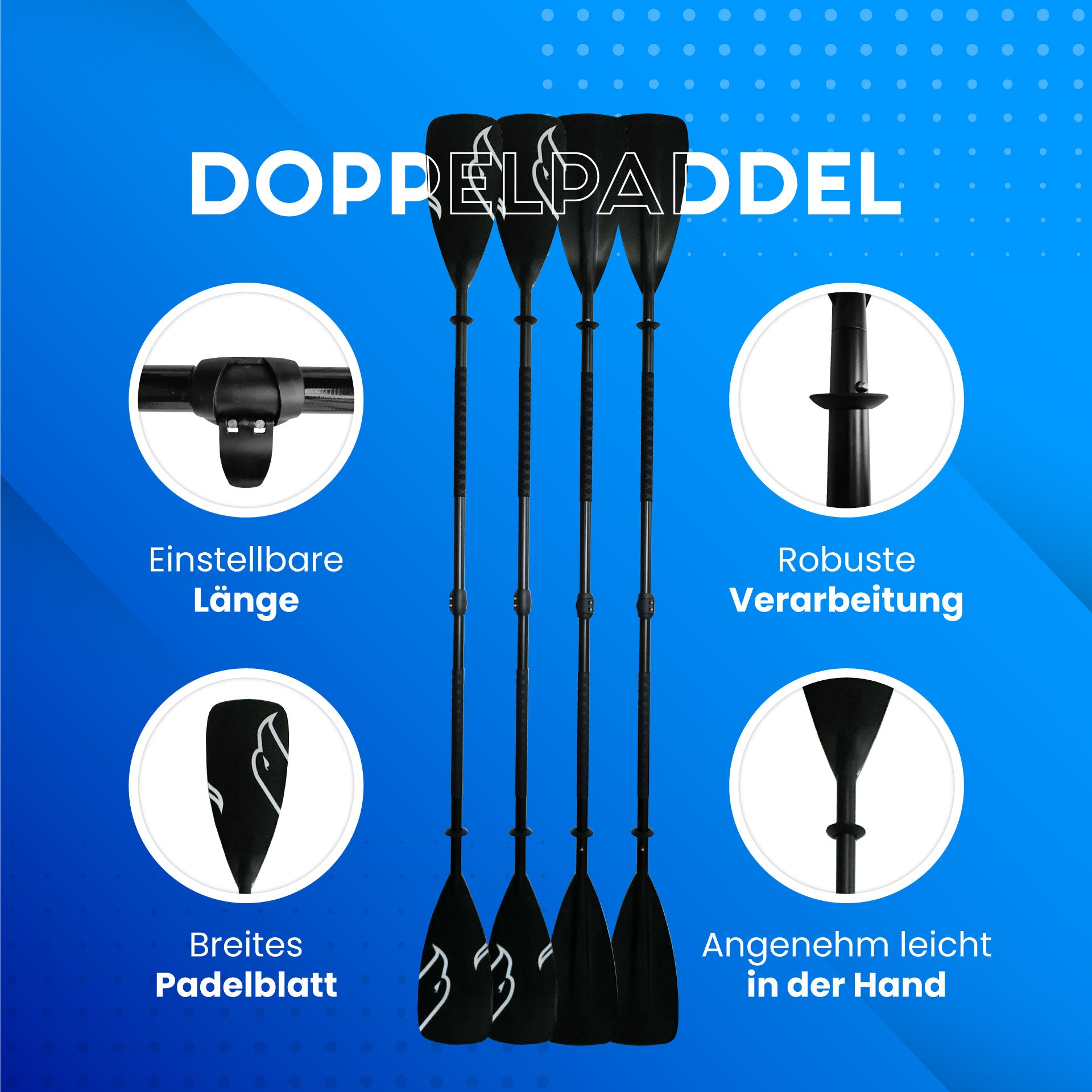 Skinhawk 4-delige aluminium peddel voor kajaks / Nieuwe generatie