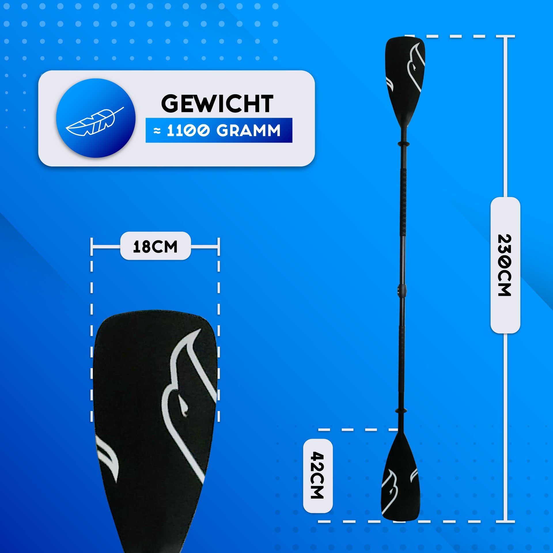 Skinhawk 4-delige aluminium peddel voor kajaks / Nieuwe generatie