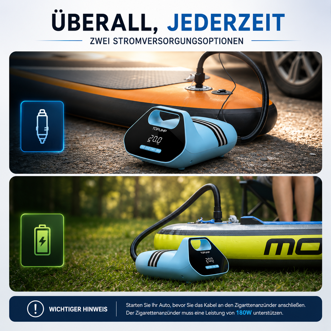Pompa ad accumulo TOPUMP fino a 20 PSI per SUP, kayak e gommoni
