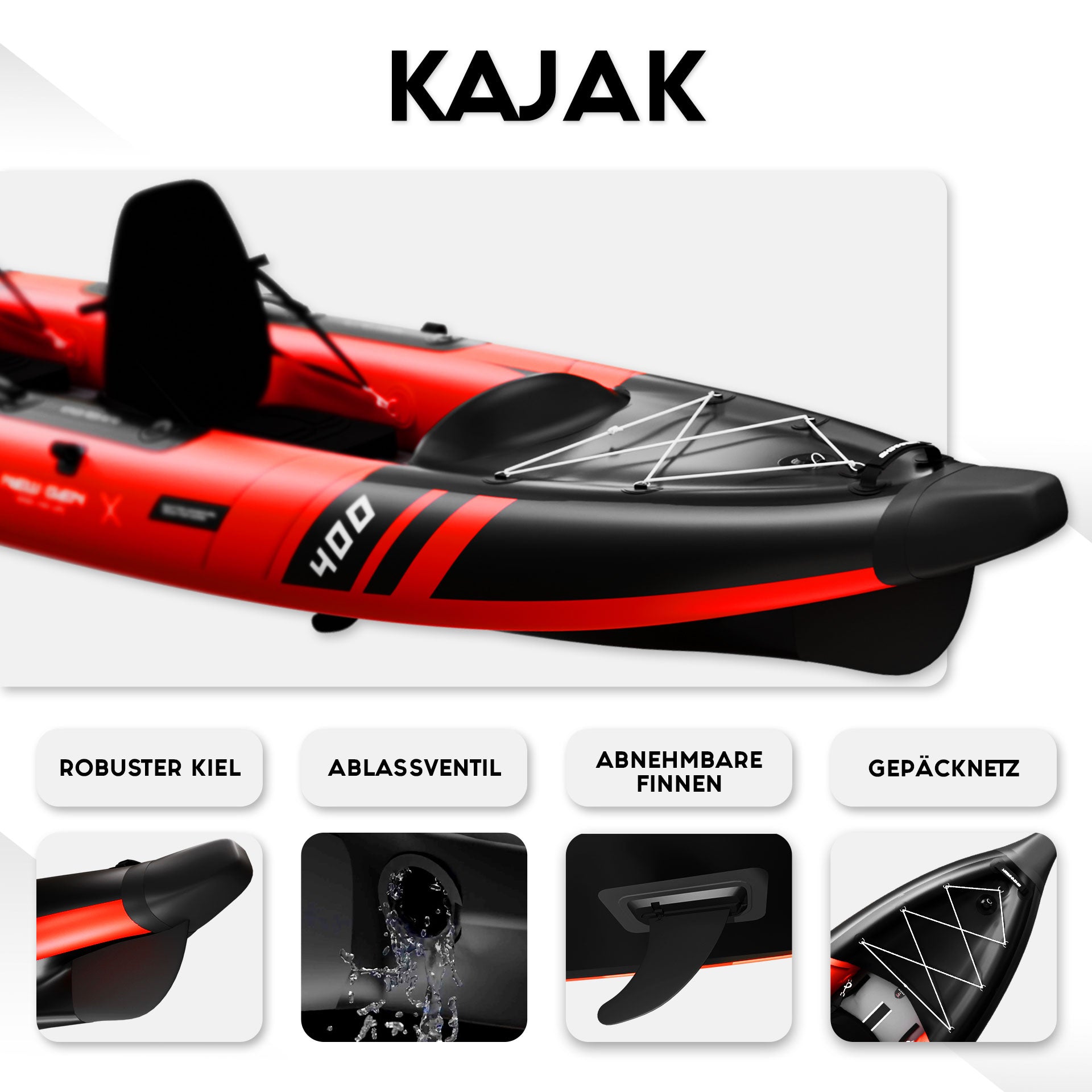 SKINHAWK PRESTIGE DEUX KAYAKS 400CM X 96CM ROUGE
