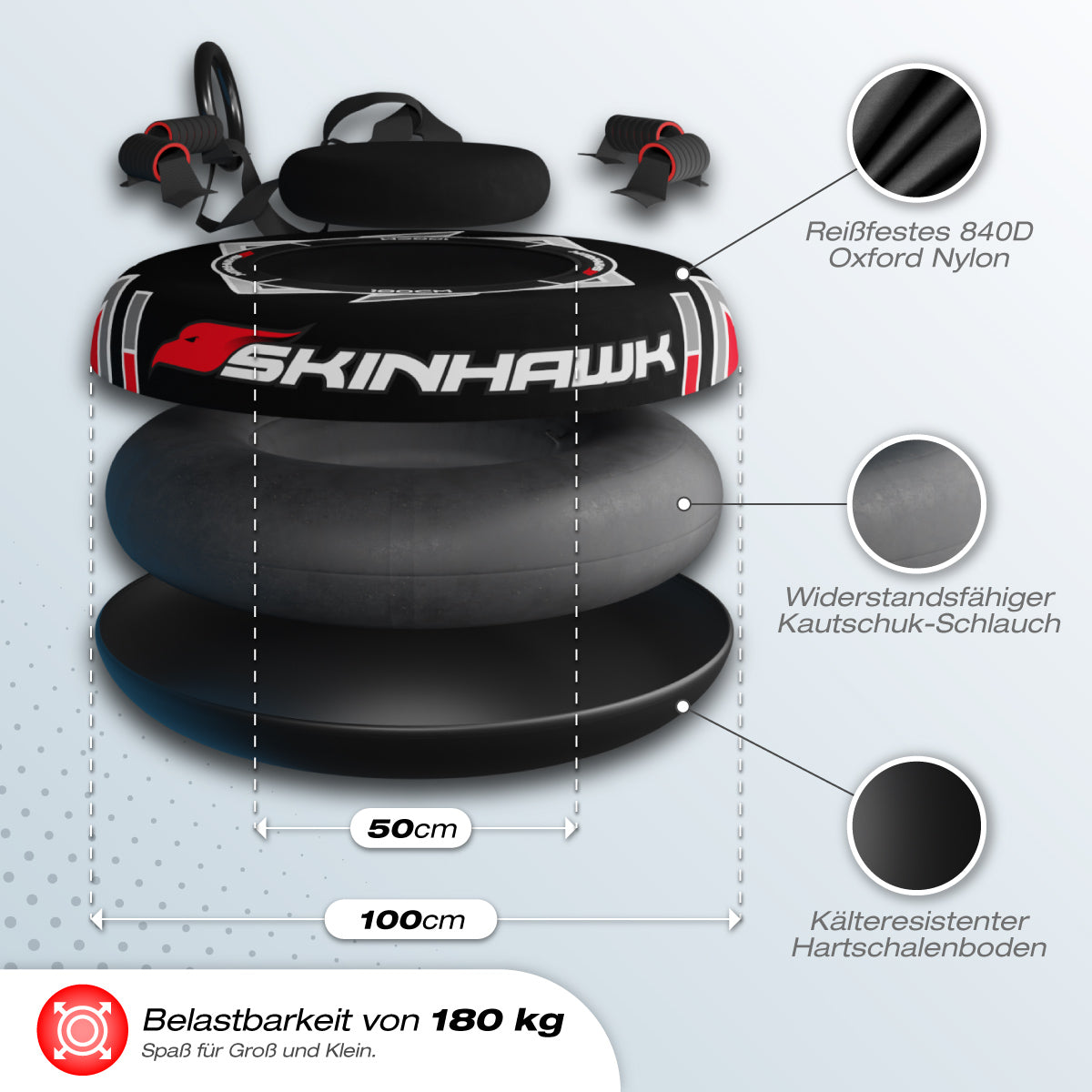 Skinhawk Snowtube Reifen Ø100cm Schwarz