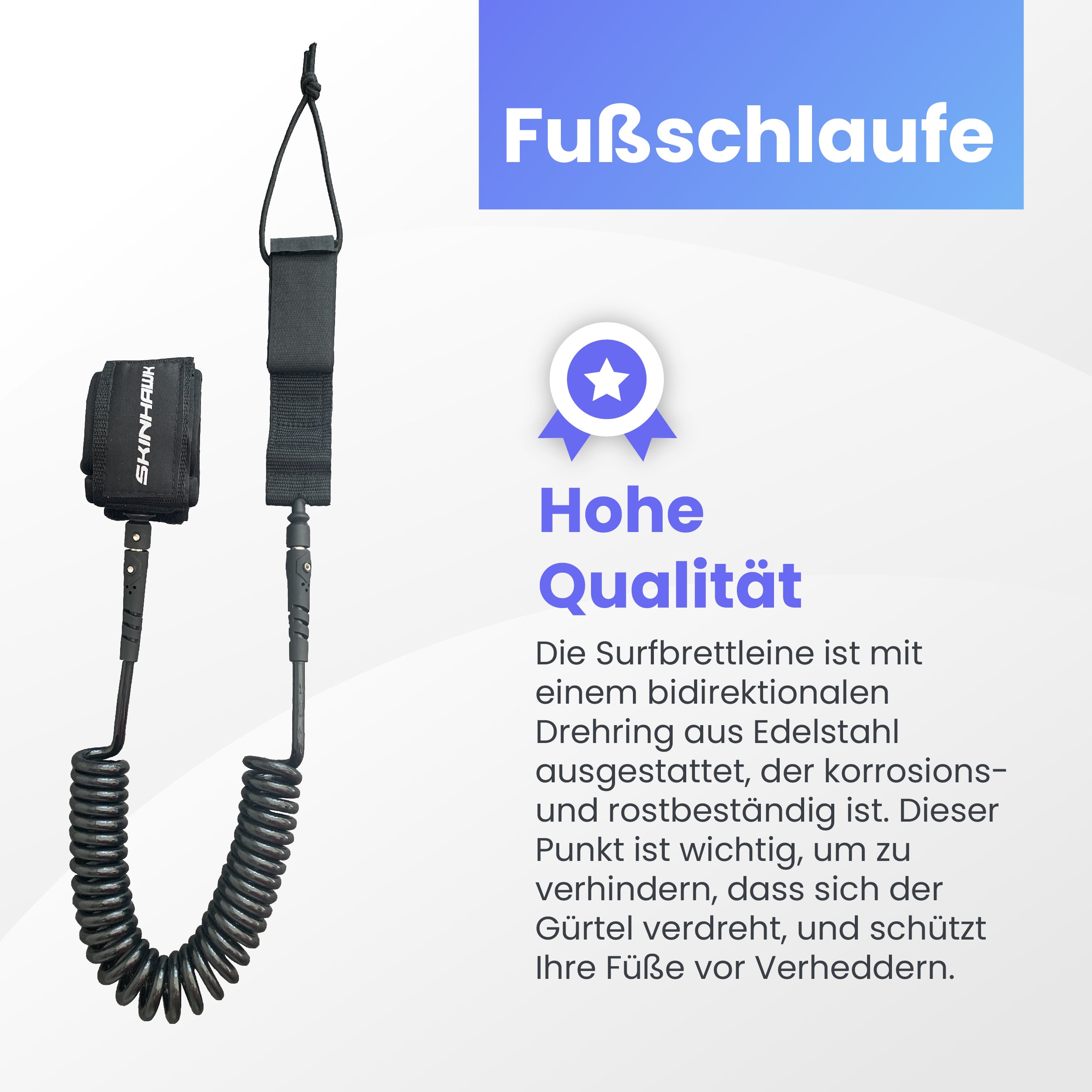 Skinhawk surfboard leash SUP surf leash, cinghia per piedi per stand up paddle board