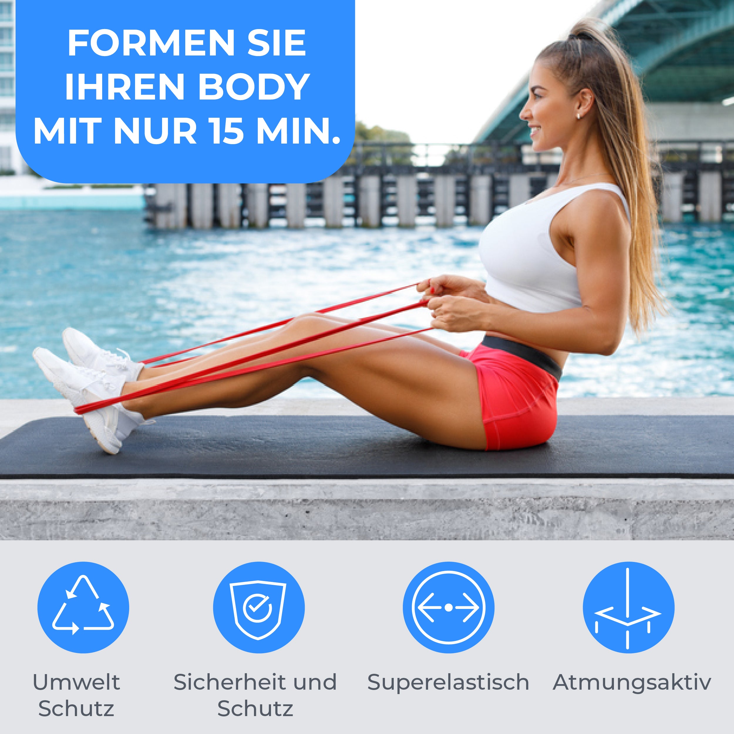 Skinhawk SET 100% Bande Fitness di qualità (7-79 kg) Bande di Resistenza